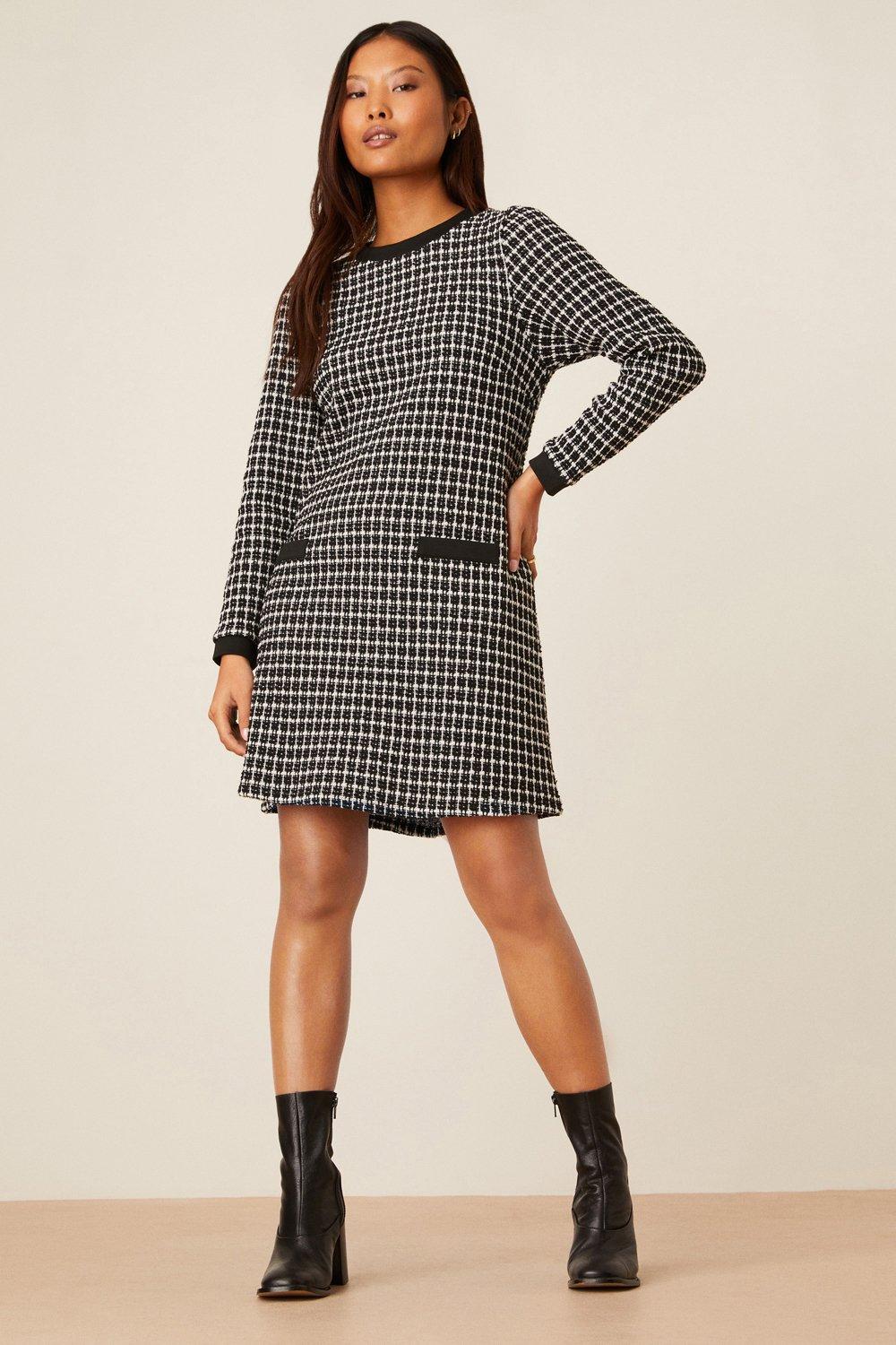 boucle shift dress