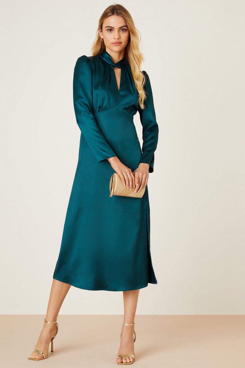 dorothy perkins green satin dress