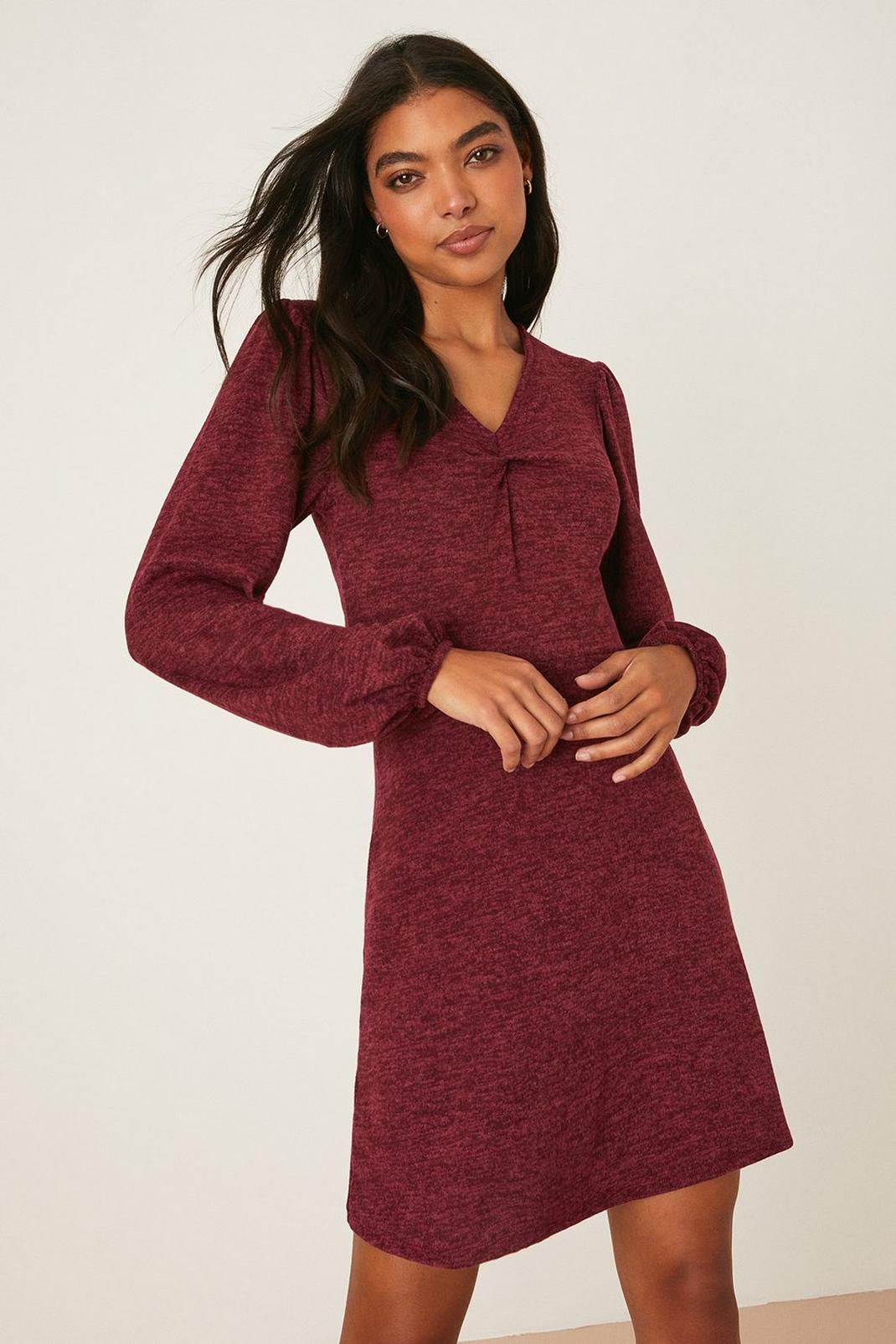 Berry Twist Front Soft Touch Mini Dress image number 1