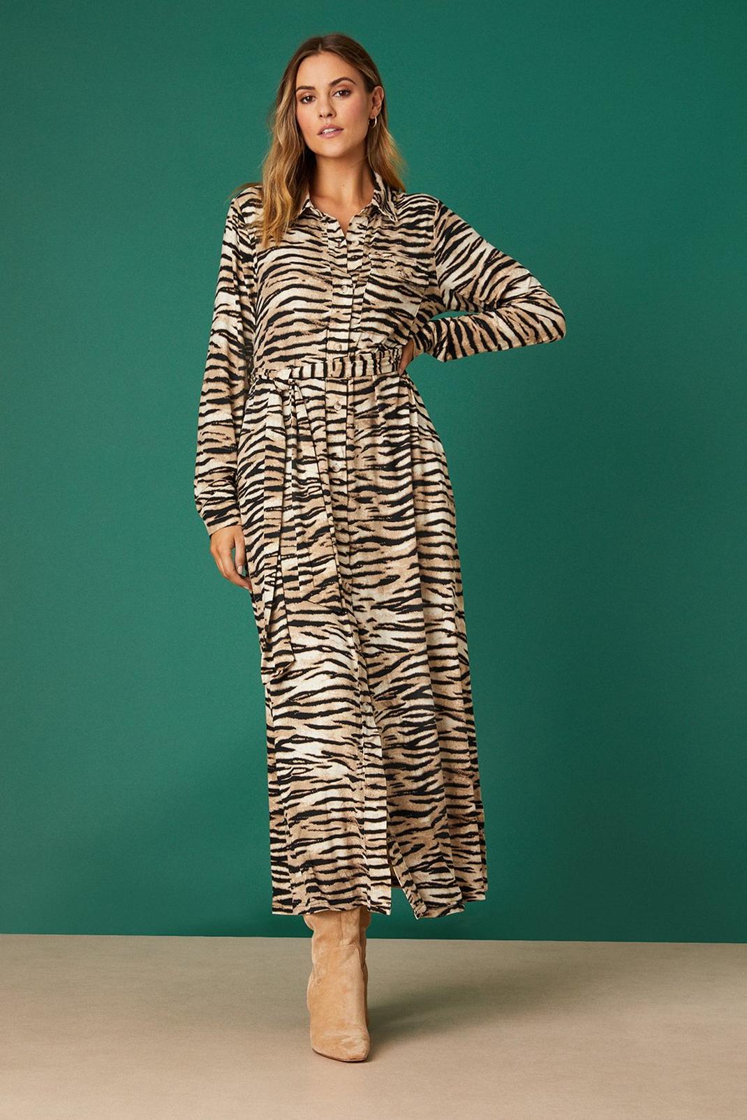 Animal Zebra Shirt Dress image number 1