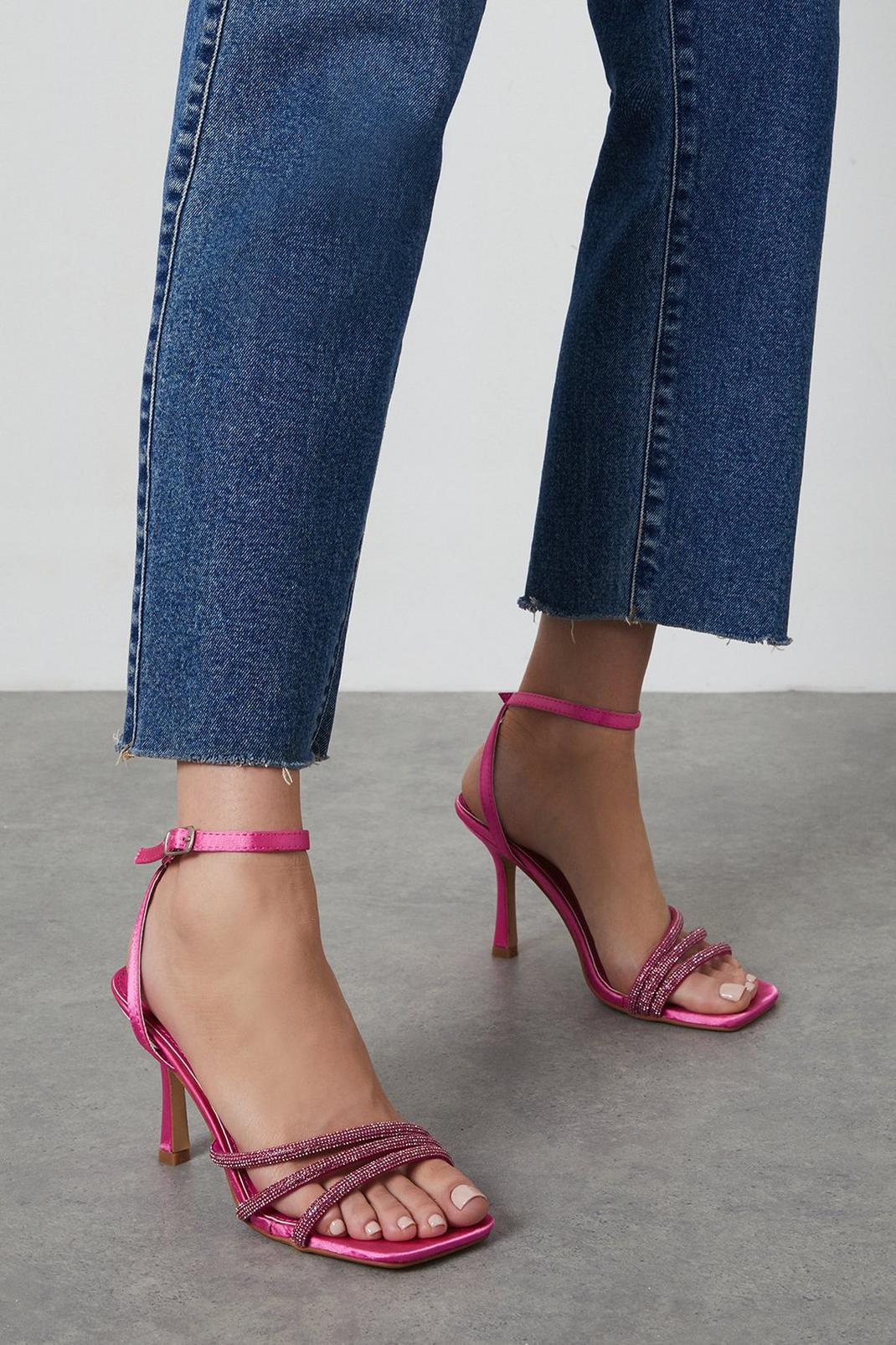Pink Suri Diamante Strap Heel Sandals image number 1
