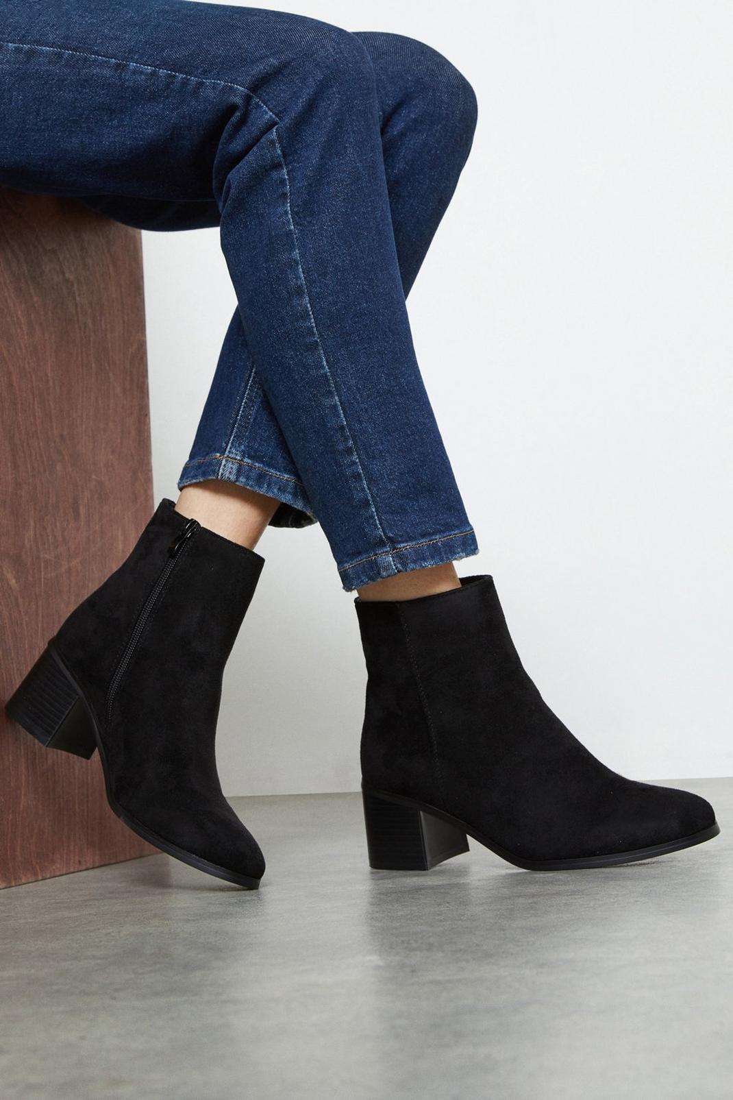 Black Alicia Block Heel Ankle Boots image number 1