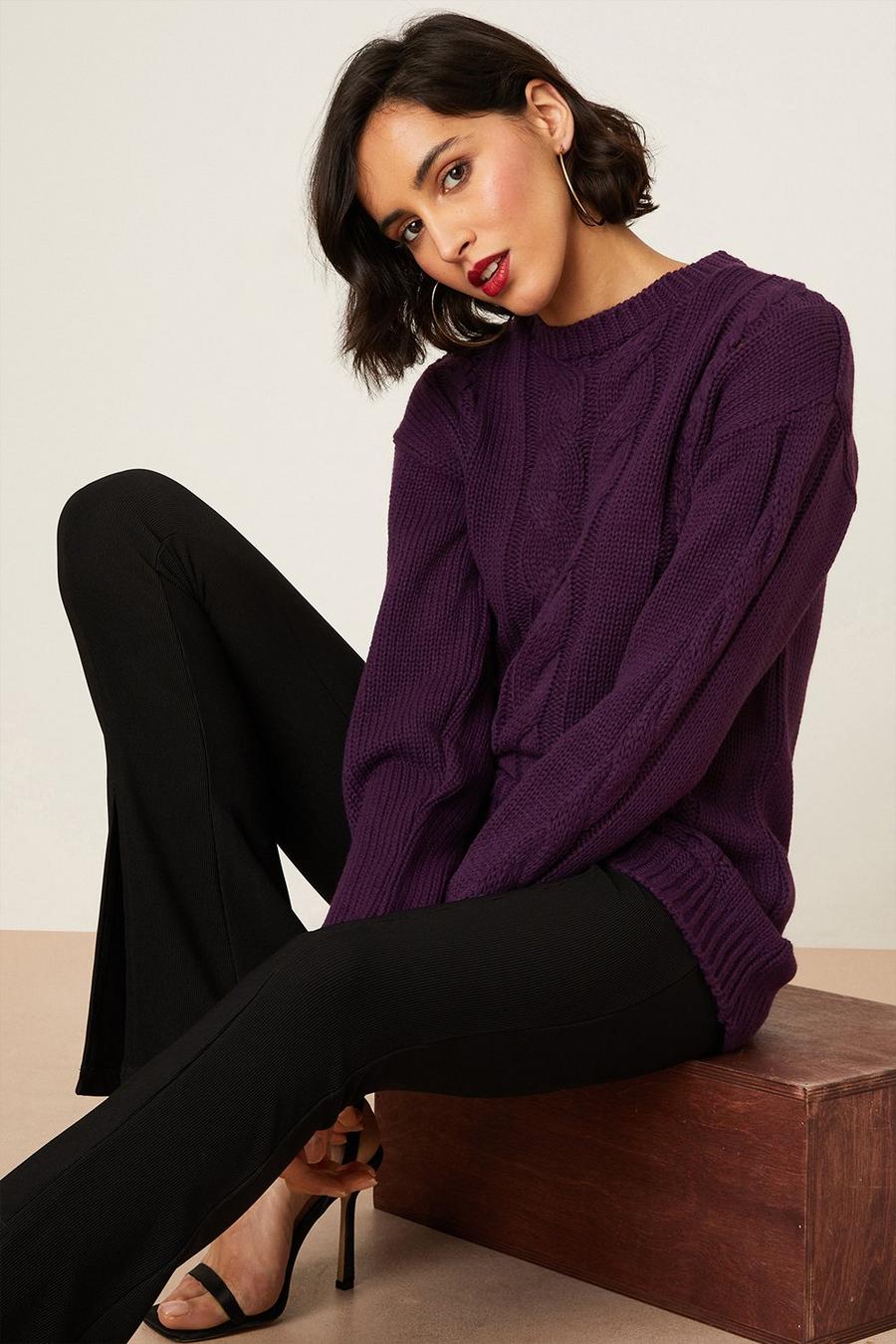 Tall Cable High Neck Jumper