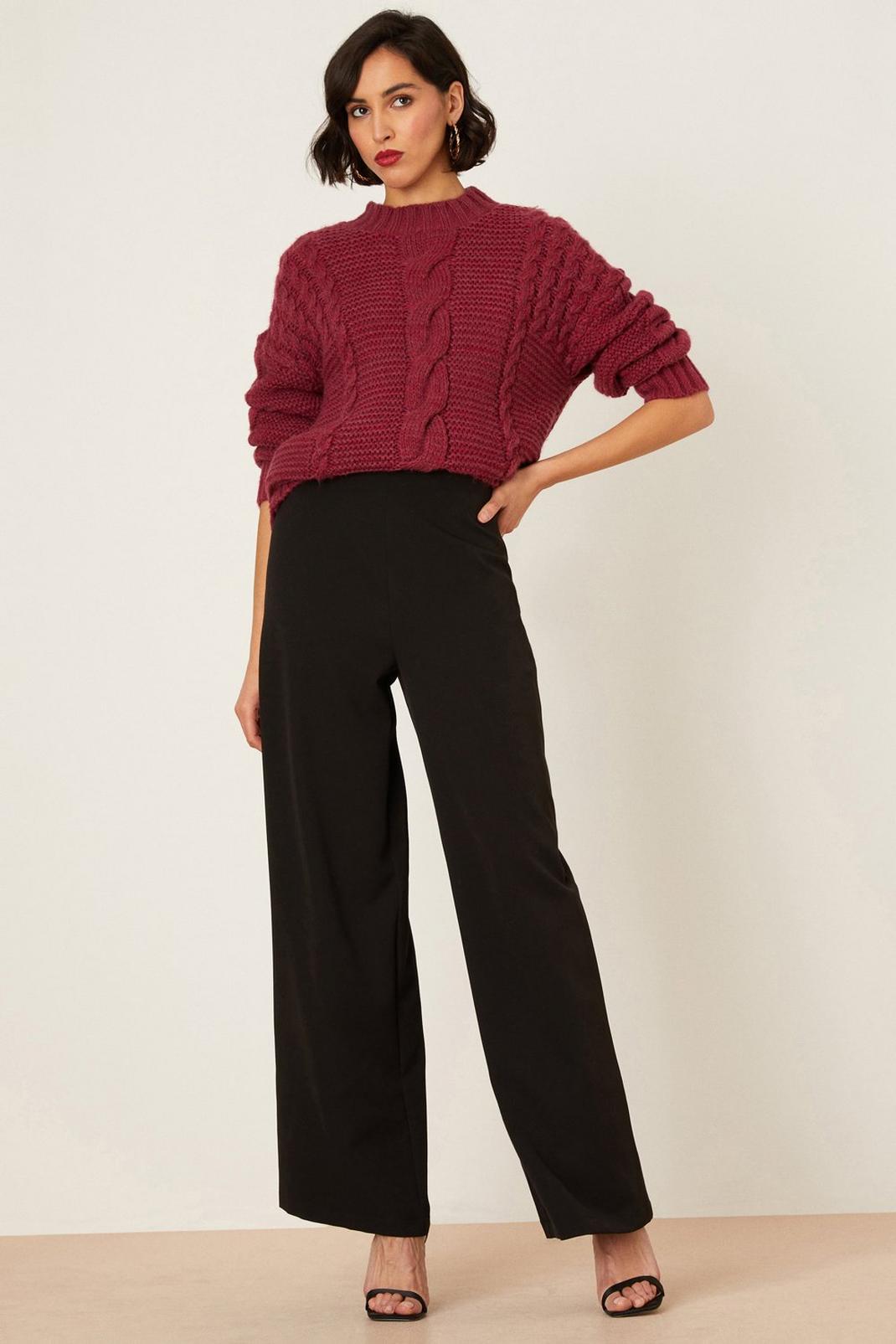 Black Tall High Waisted Wide Leg Trouser image number 1