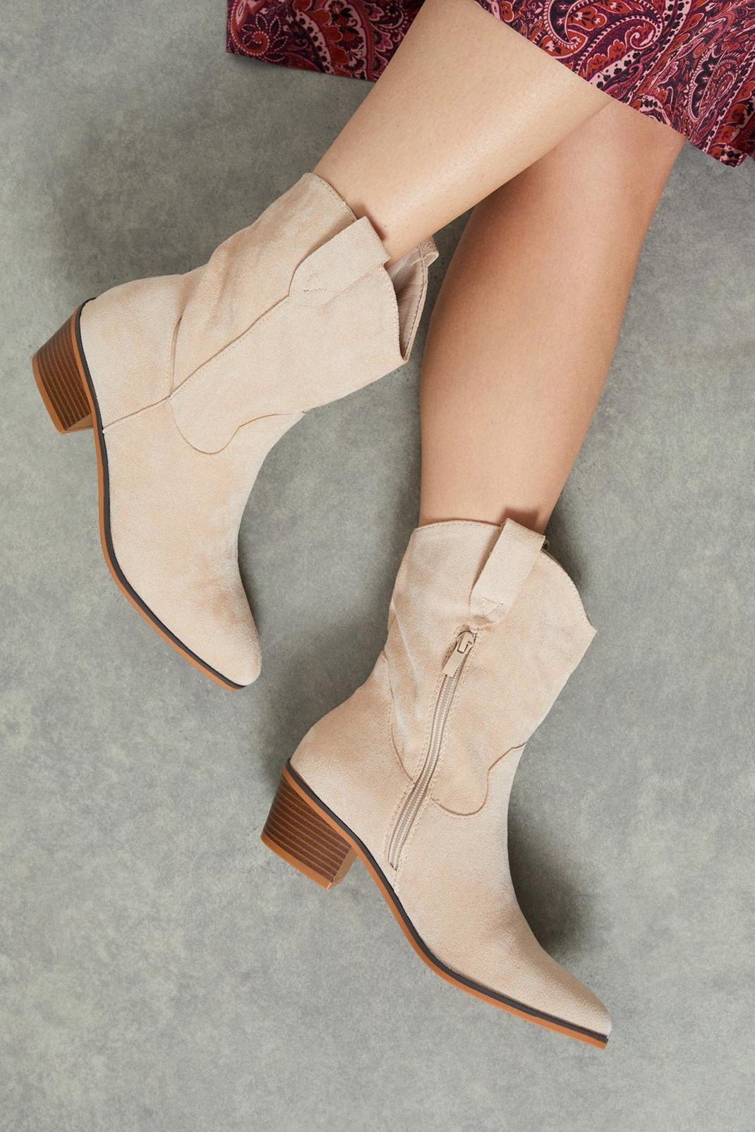 Taupe Amy Mid Calf Western Boots image number 1