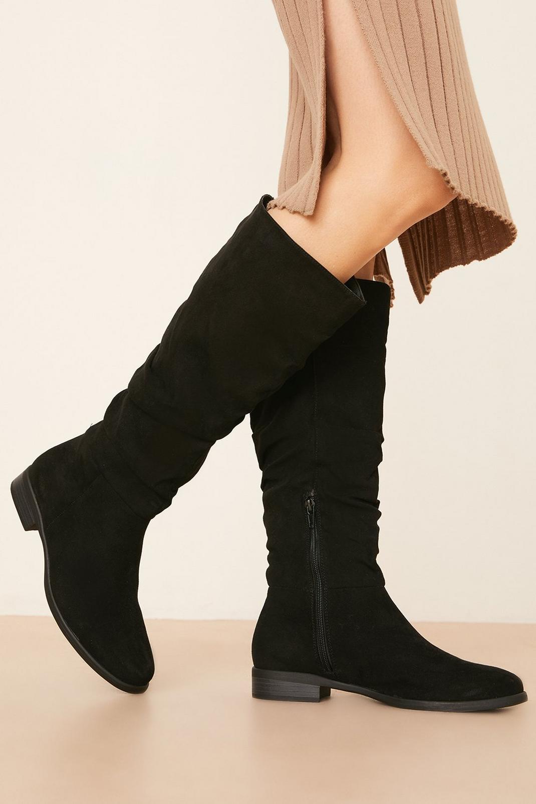 Natural black Molly Ruched Flat Boots image number 1