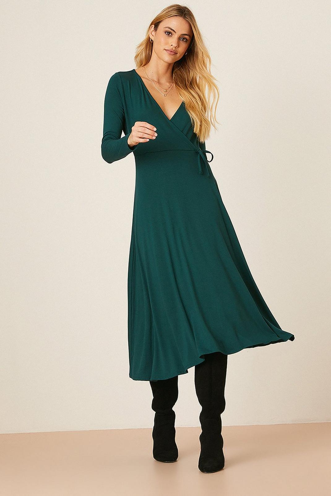 Green Wrap Midi Dress image number 1