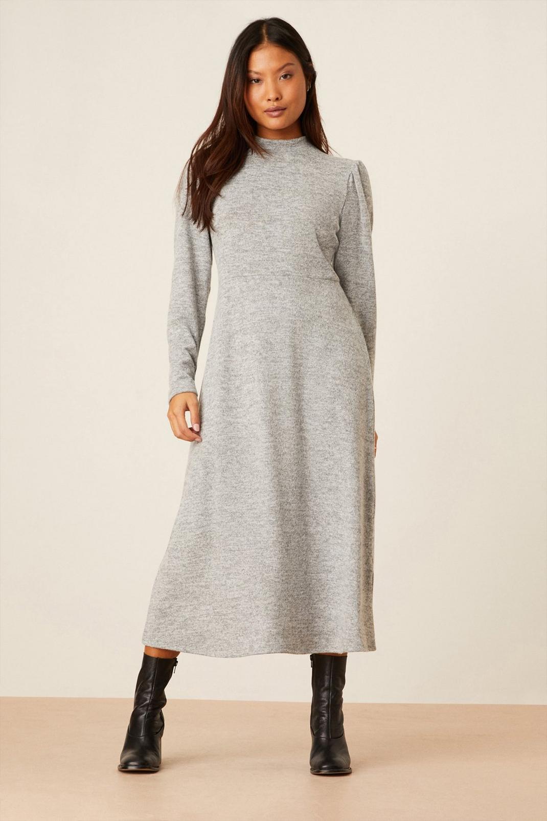 Grey Petite Soft Touch Swing Midi Dress image number 1