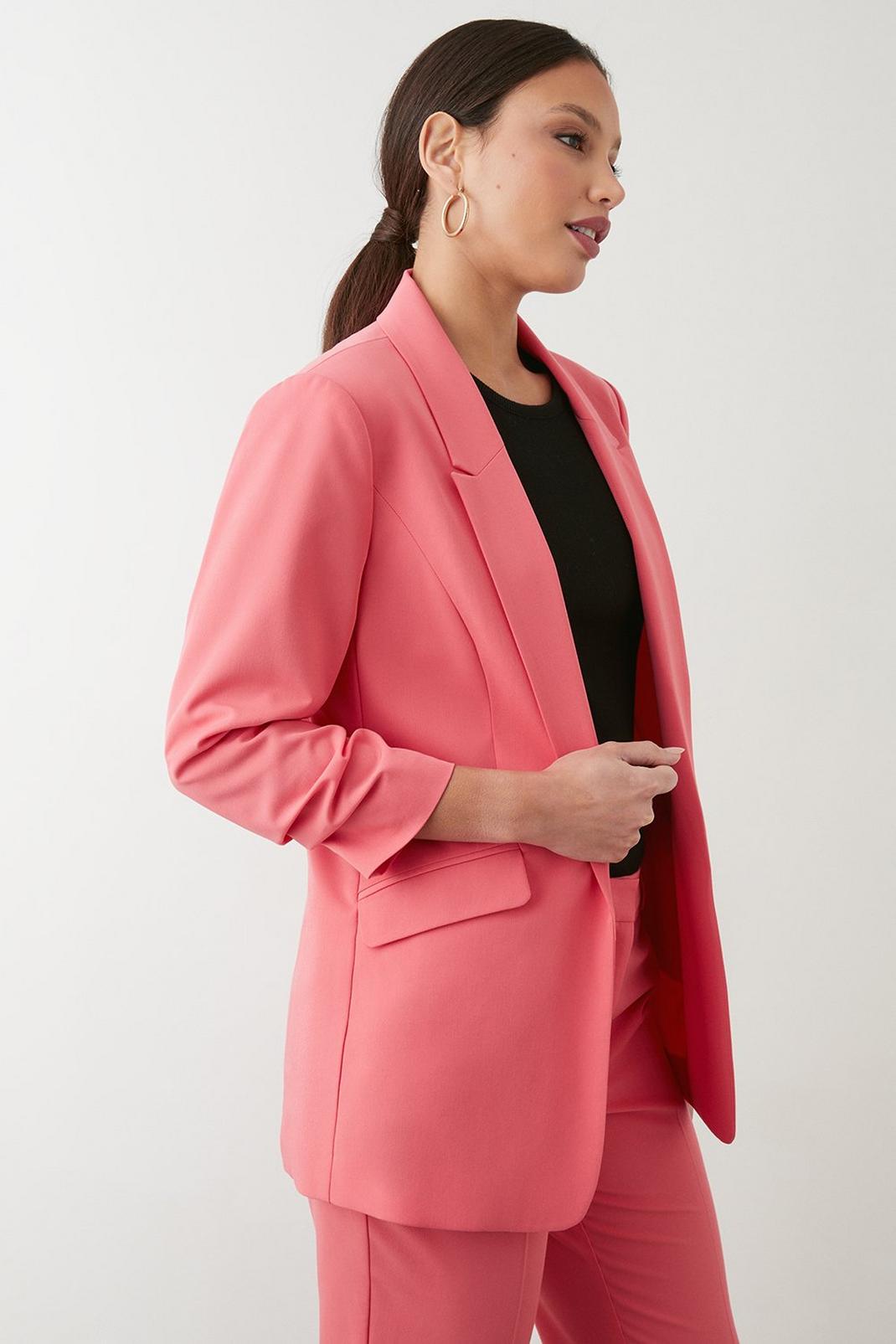 Bright pink Tall Ruched Sleeve Blazer image number 1
