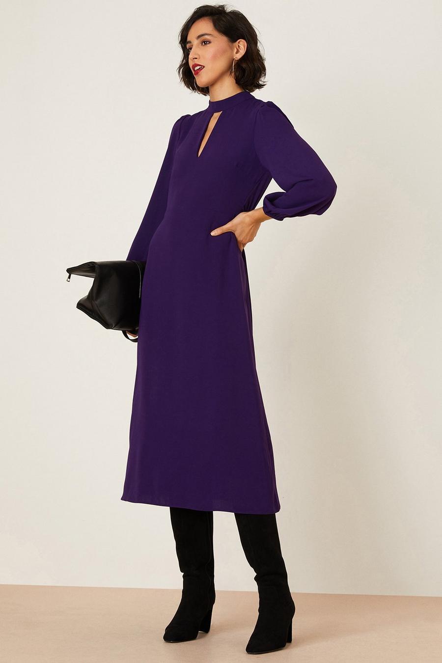 Purple Keyhole Midi Dress