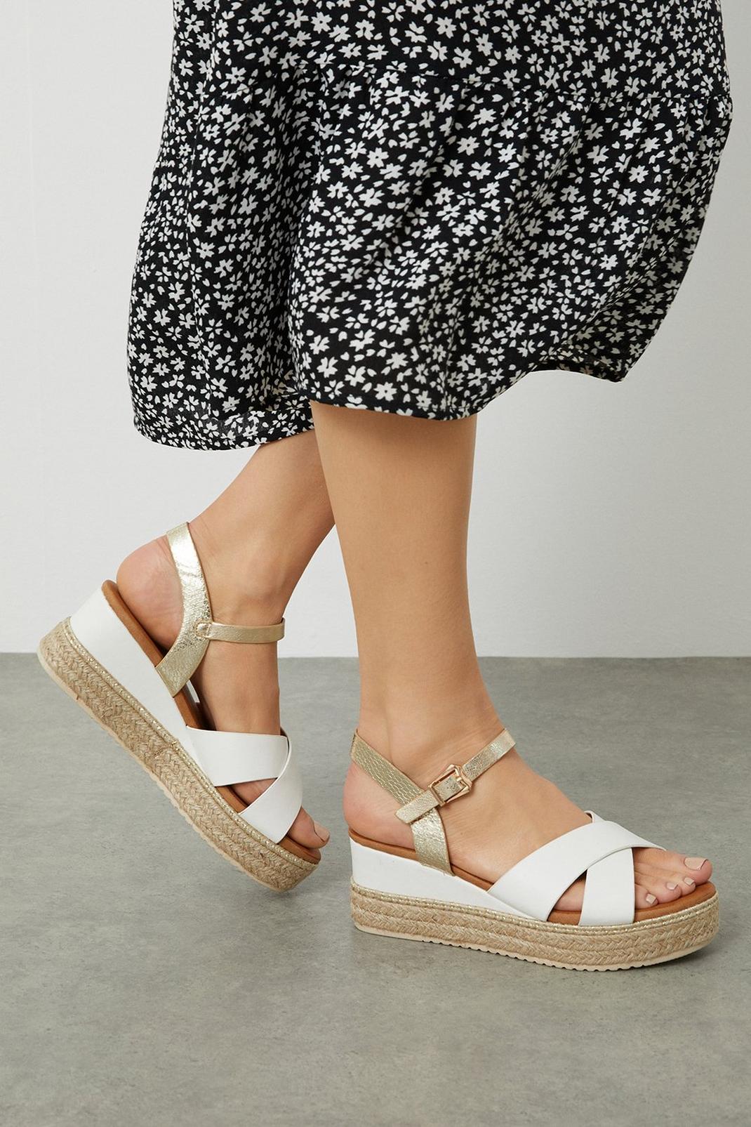 White Extra Wide Fit Relly Comfort Wedges image number 1