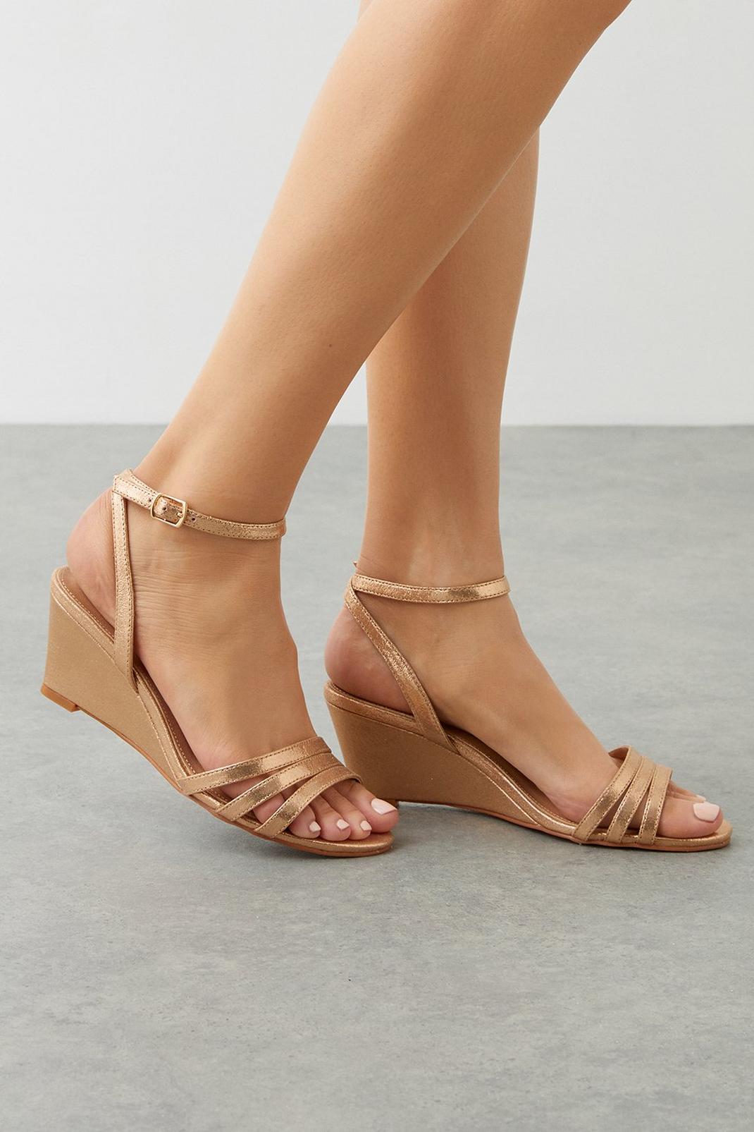 Rose gold Good For The Sole: Wide Fit Angelina Wedge Heel Sandals image number 1