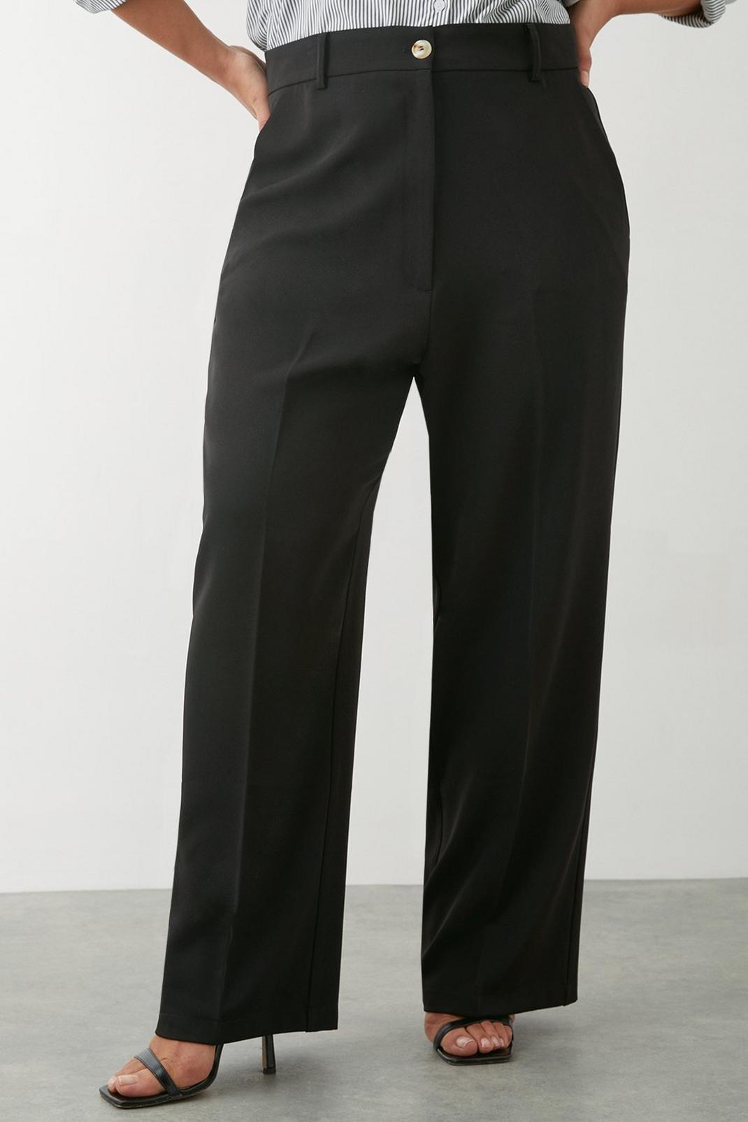 Black Curve Wide Leg Tailored Trouser image number 1