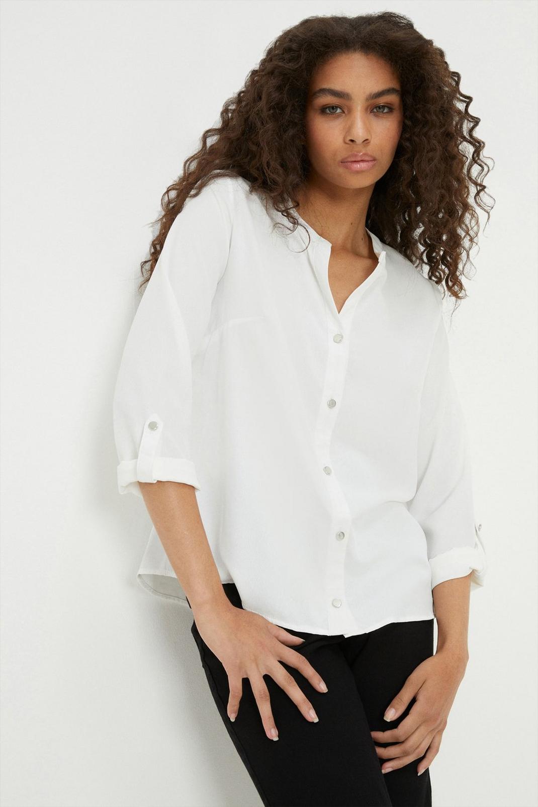 White Roll Sleeve Shirt image number 1