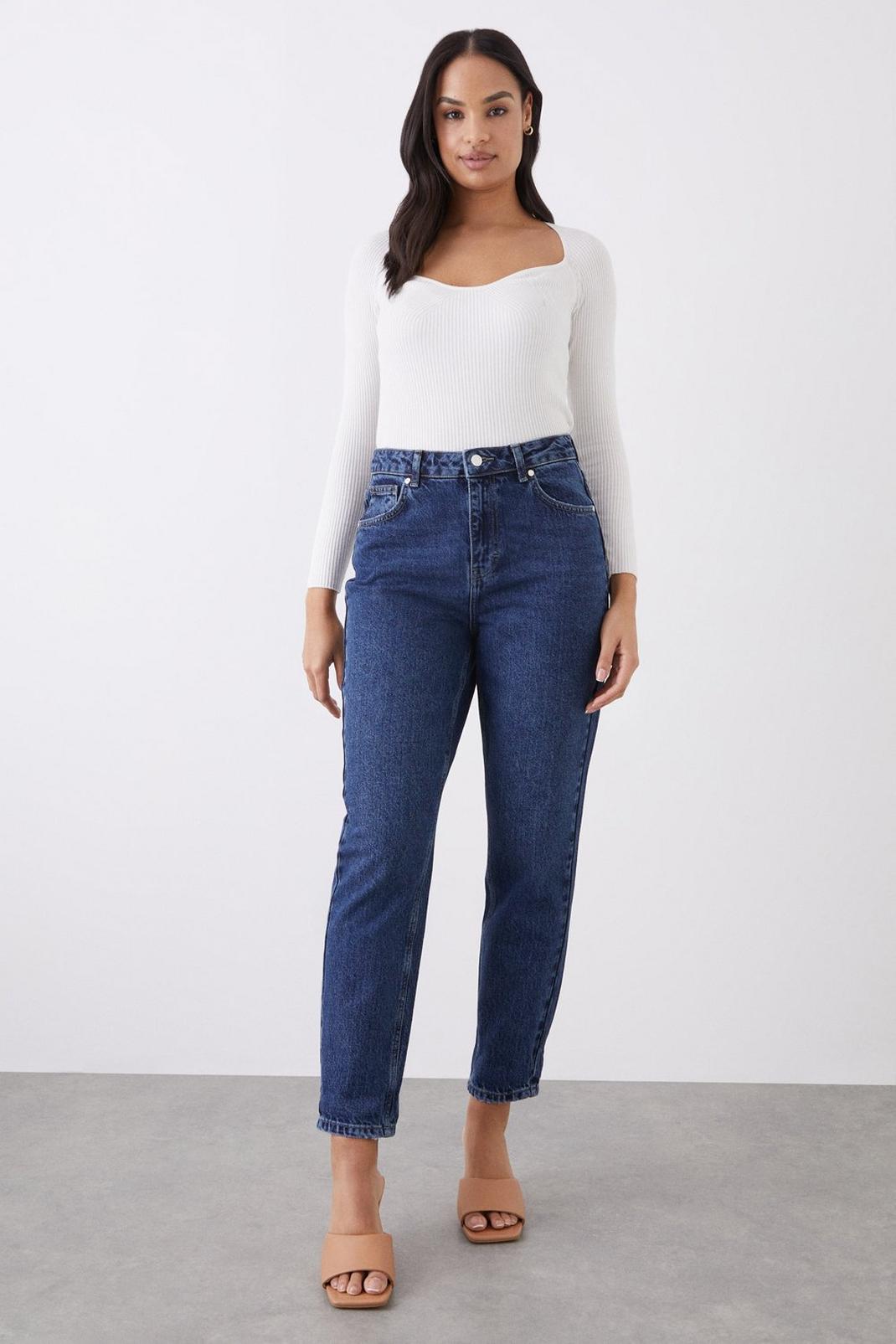 Indigo Relaxed Mom Turn Up Jeans image number 1