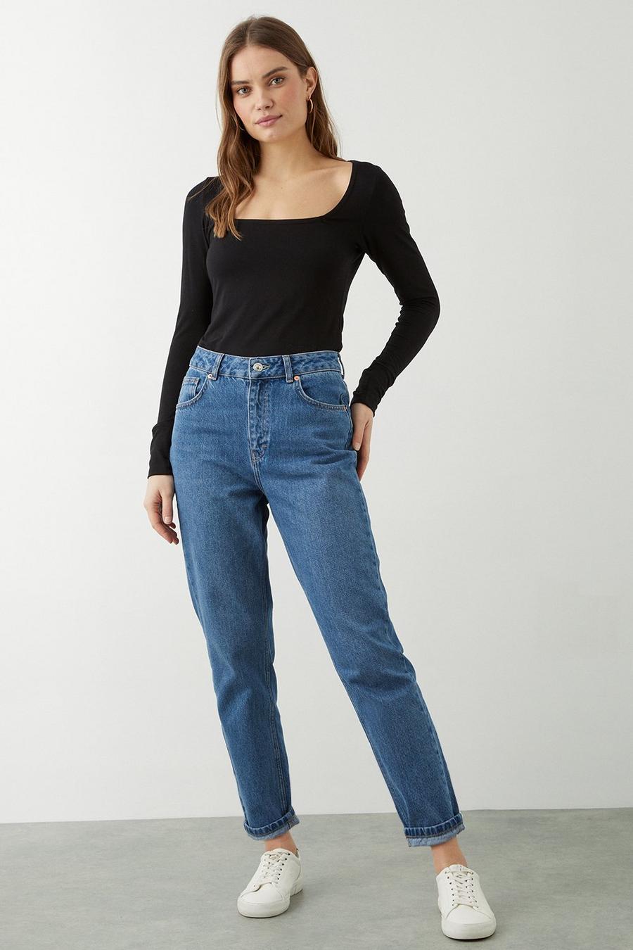 Relaxed Mom Turn Up Jeans