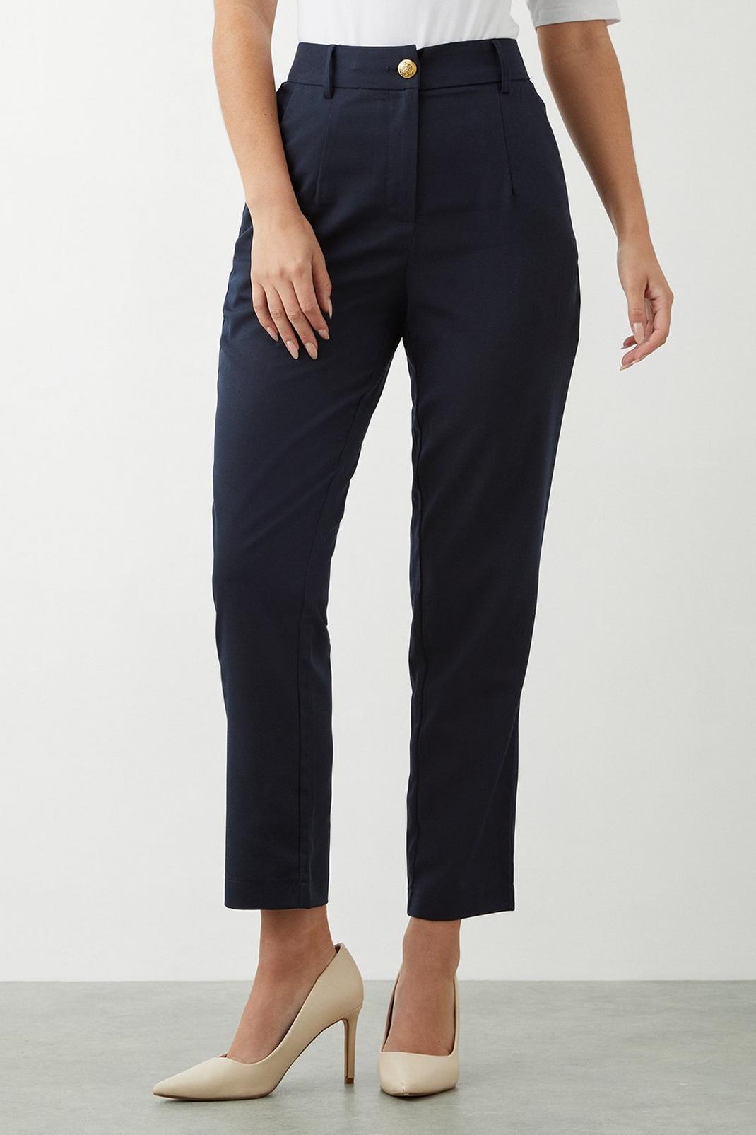 Navy Military Slim Leg Trousers image number 1