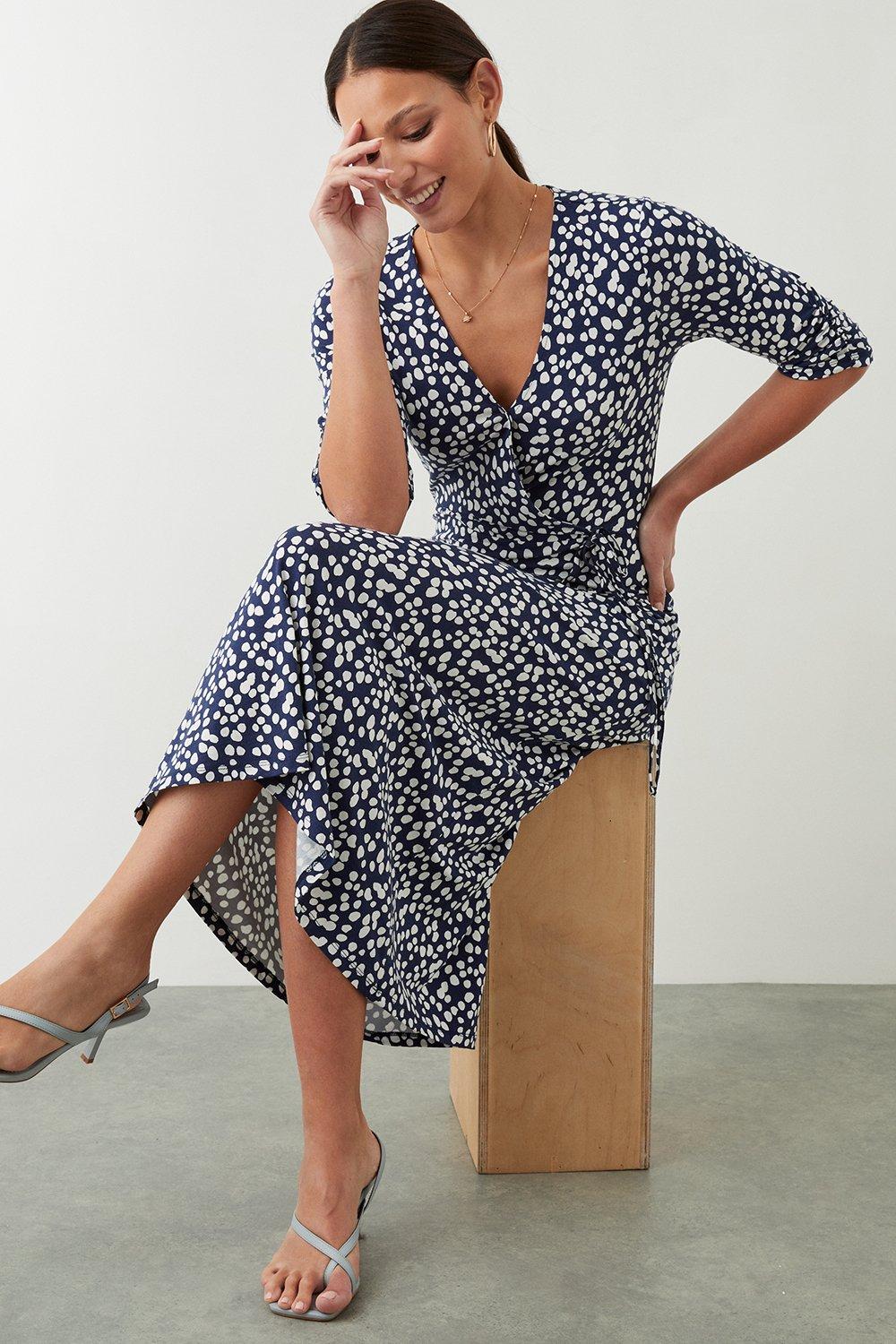 dorothy perkins navy spot dress