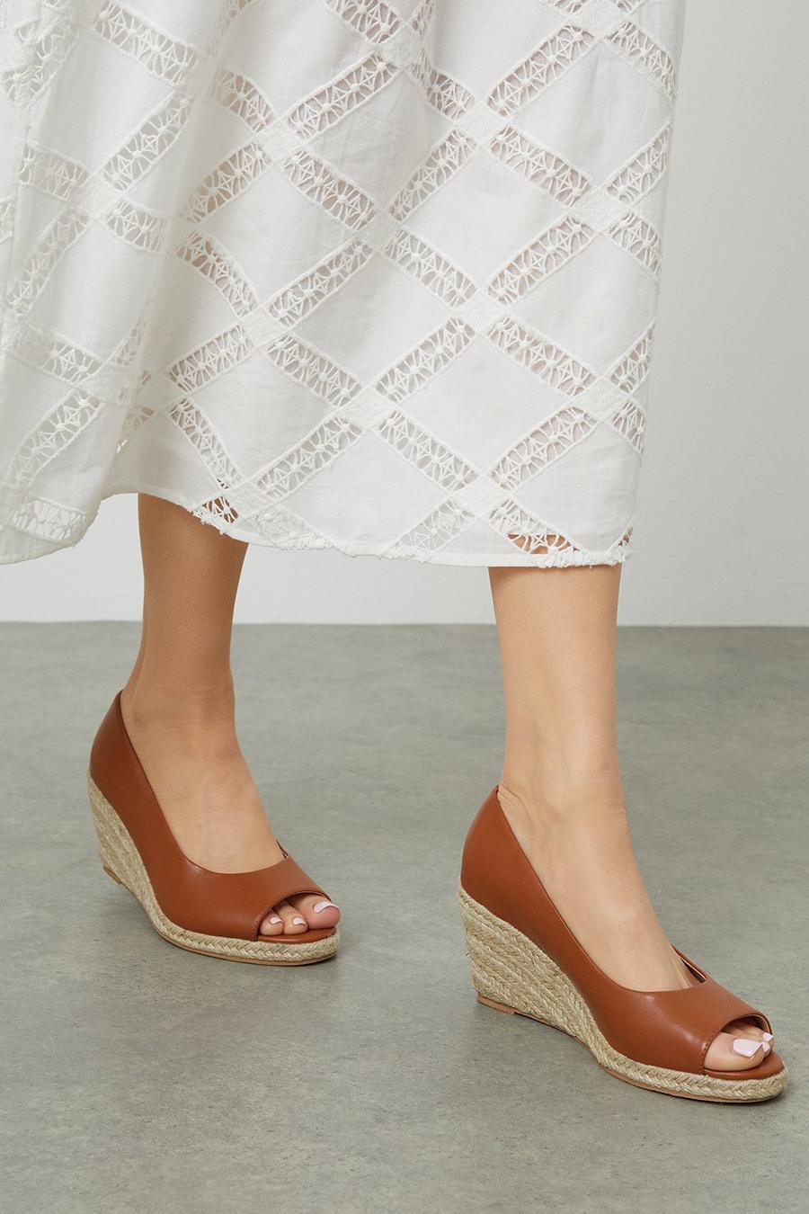 Good For The Sole: Wide Fit Heather Peep Toe Wedges