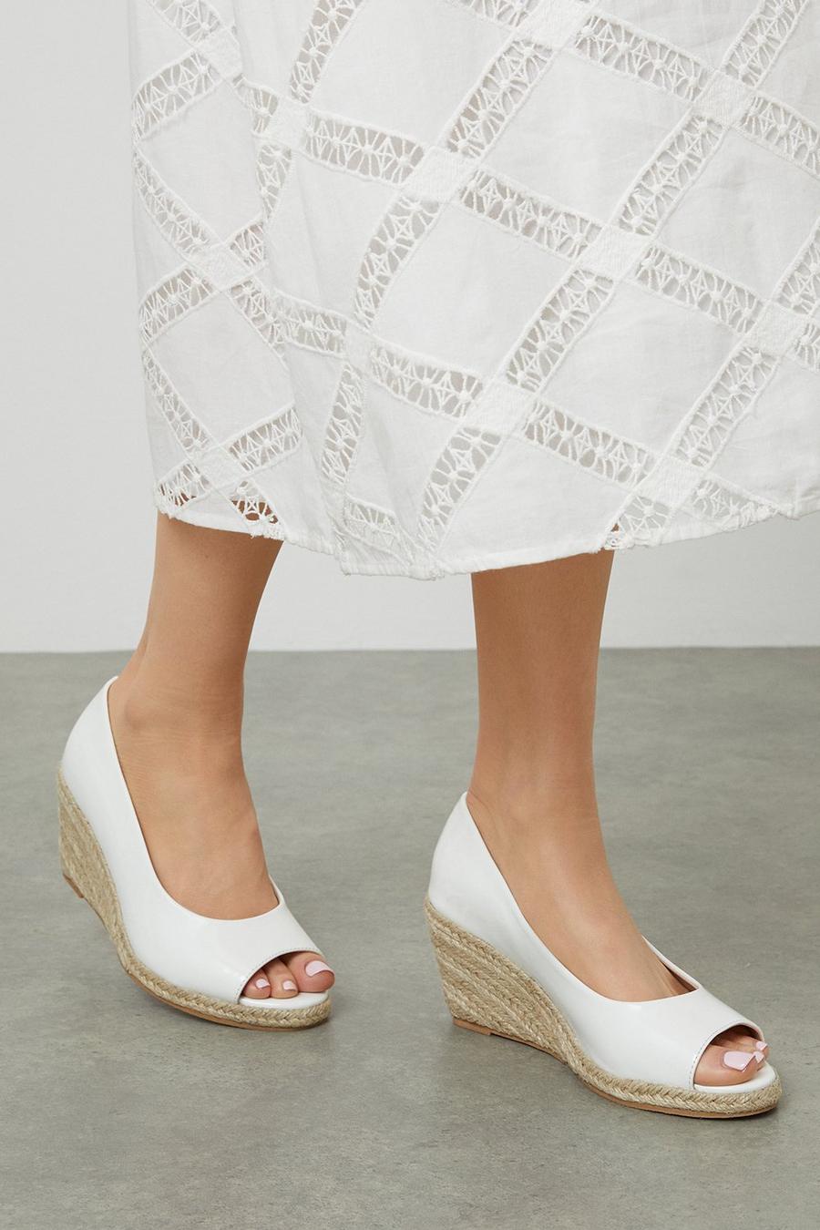 Good For The Sole: Wide Fit Heather Peep Toe Wedges