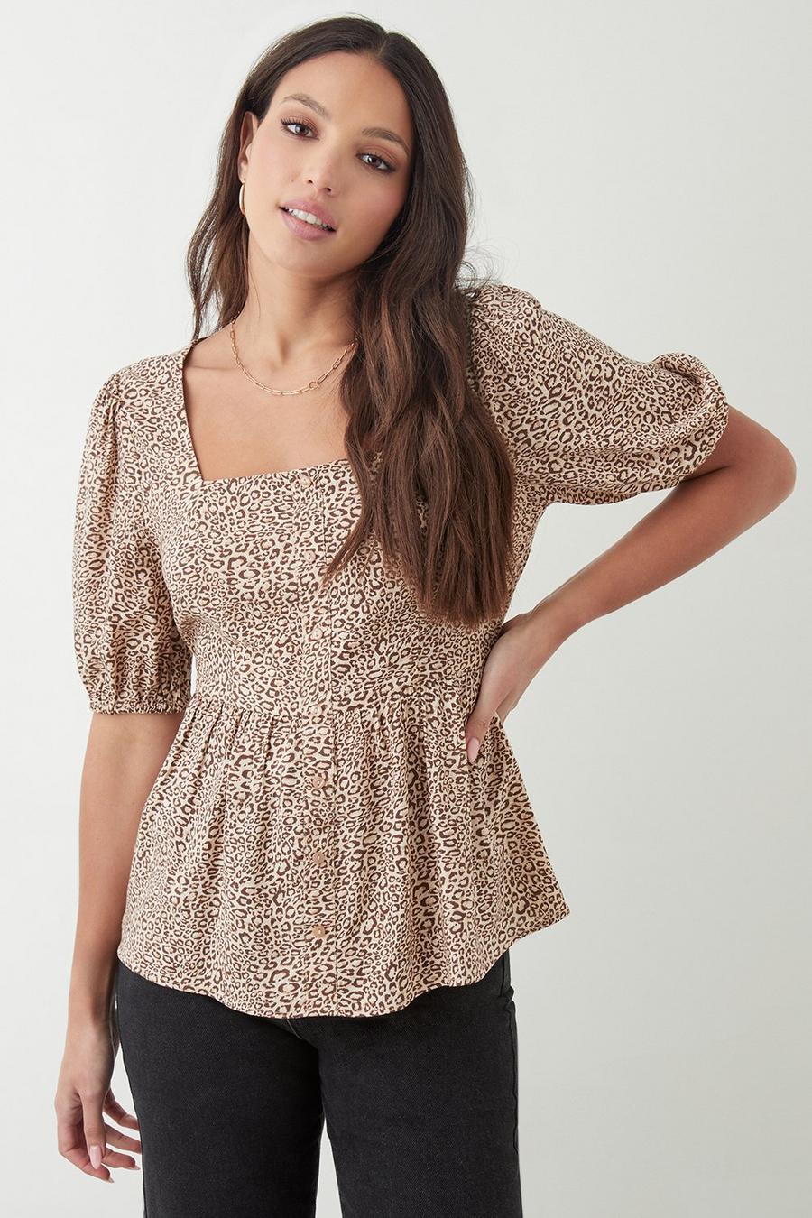 Milly Animal Square Neck Blouse
