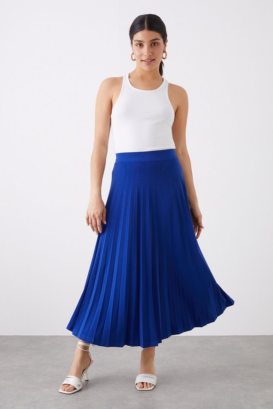 Cobalt Pleated Midi Skirt image number 1