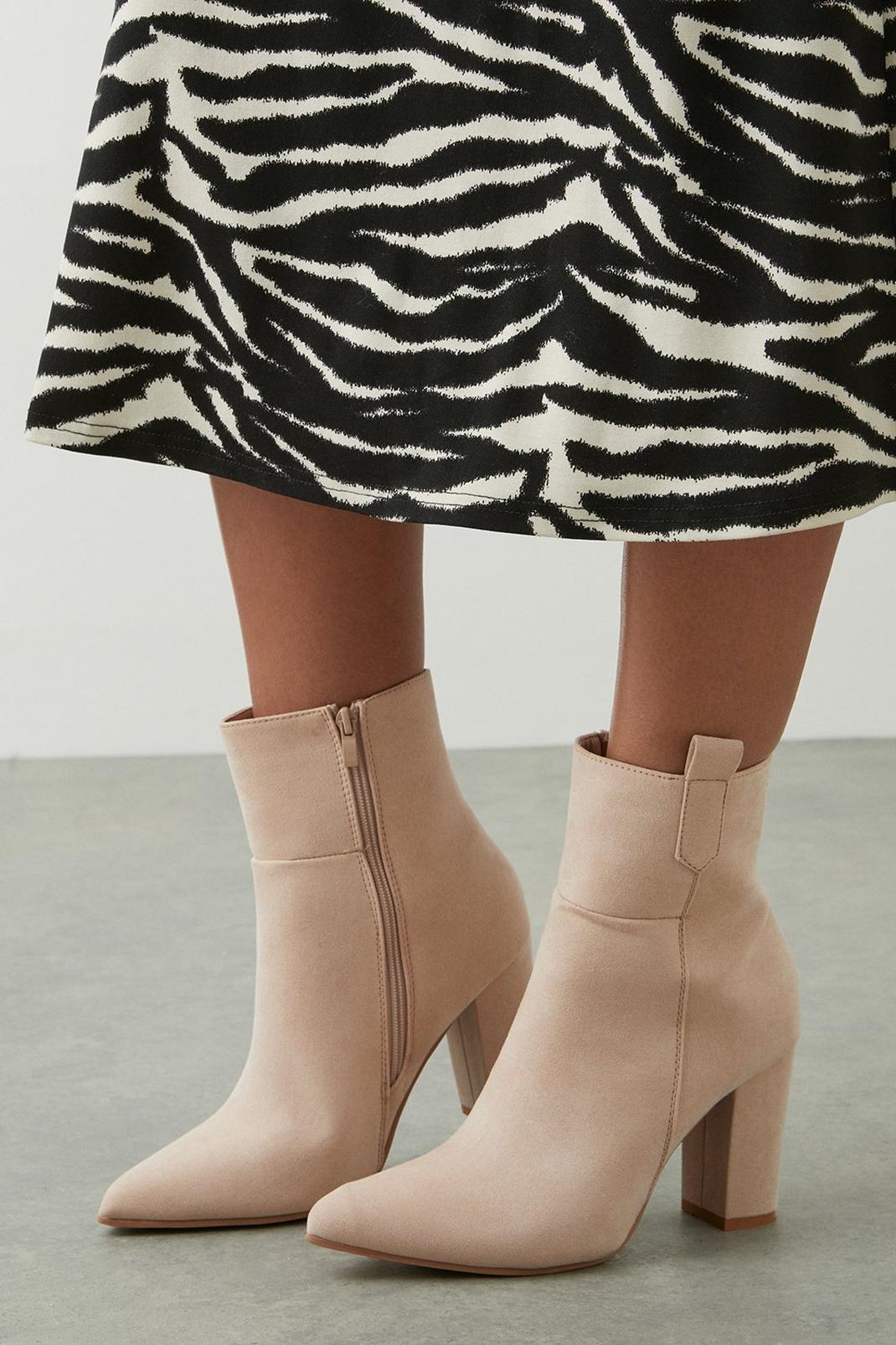 Taupe Katie Block Heel Ankle Boots image number 1