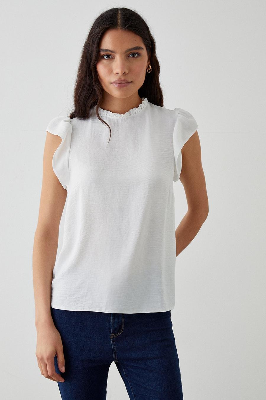 Ivory Frill Neck Shell Blouse