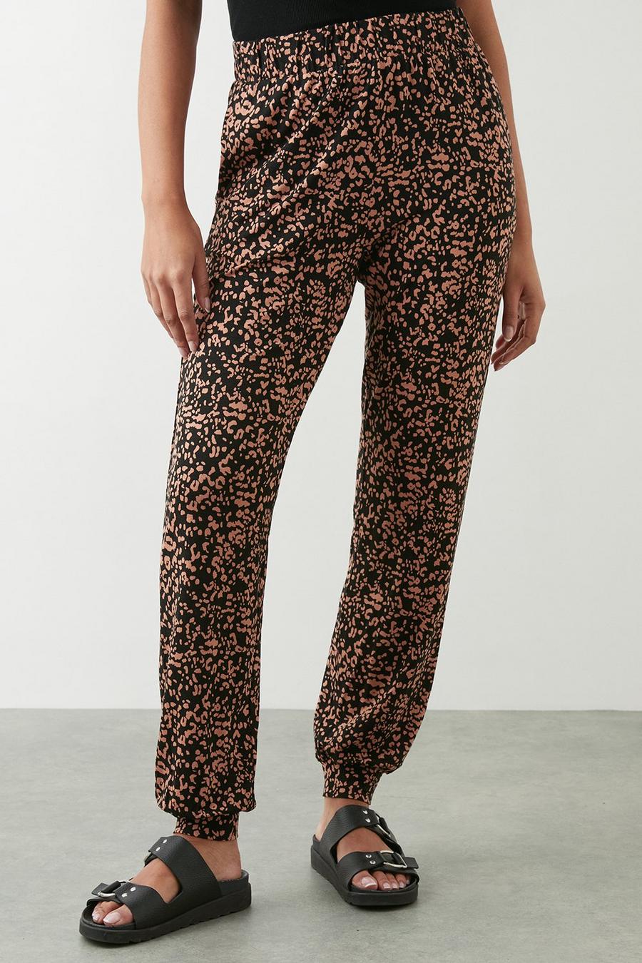 Abstract Print Cuff Detail Trousers