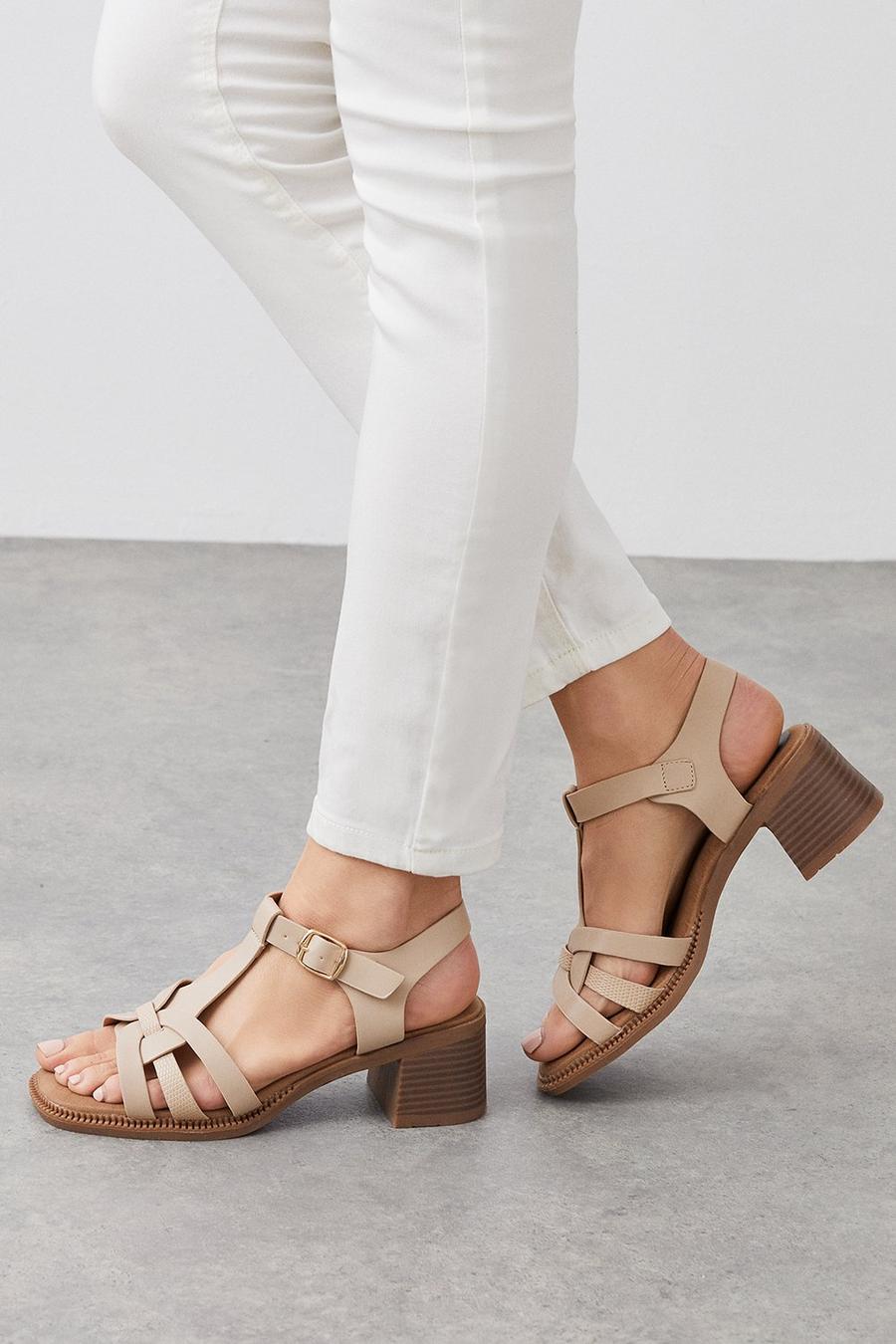 Wide Fit Sophie Woven Block Heeled Sandals