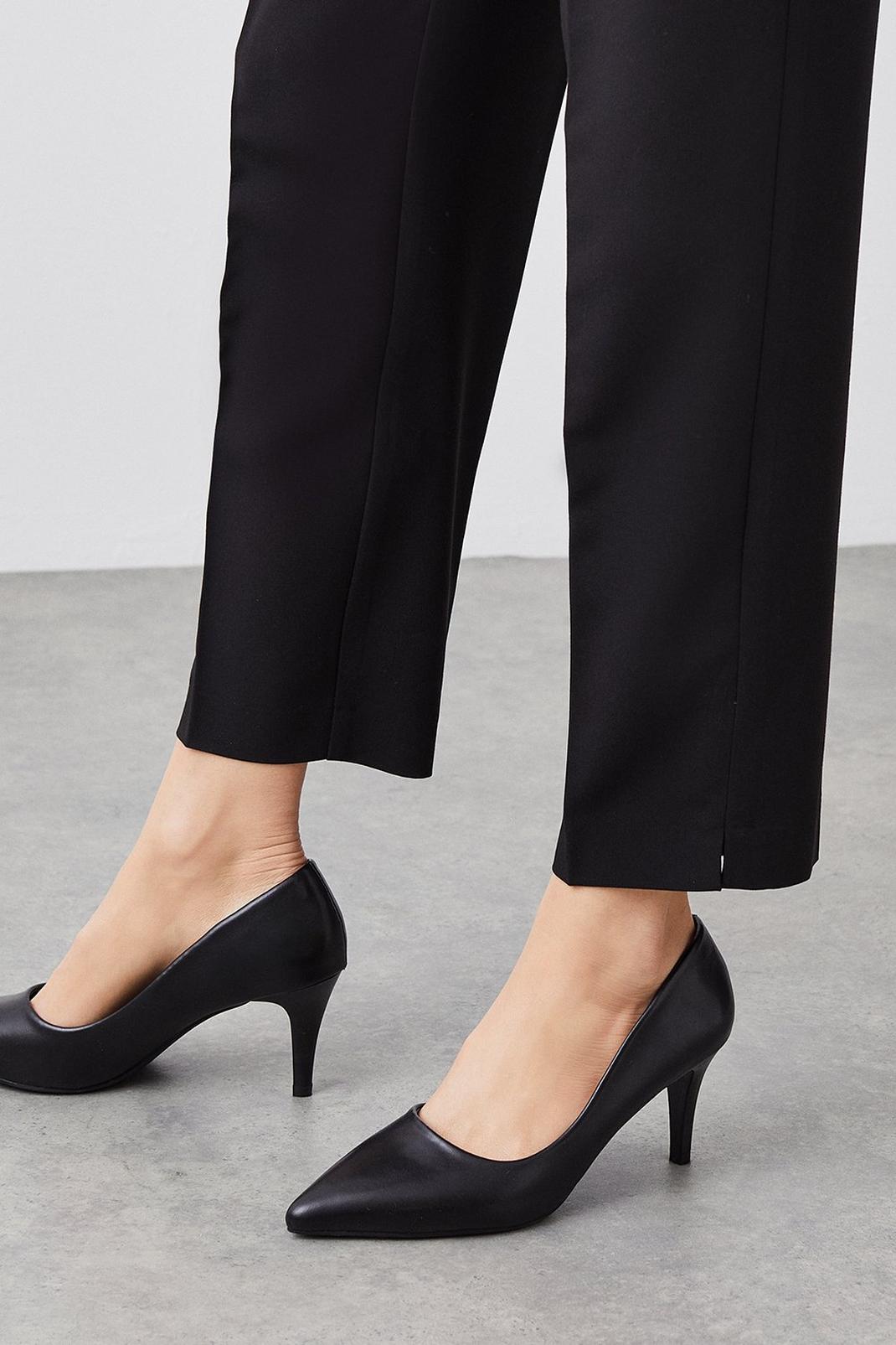 Black Dara Mid Heel Court Shoes image number 1