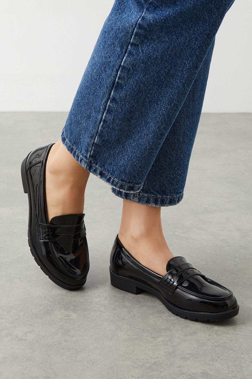 Black Lexie Patent Penny Loafers image number 1