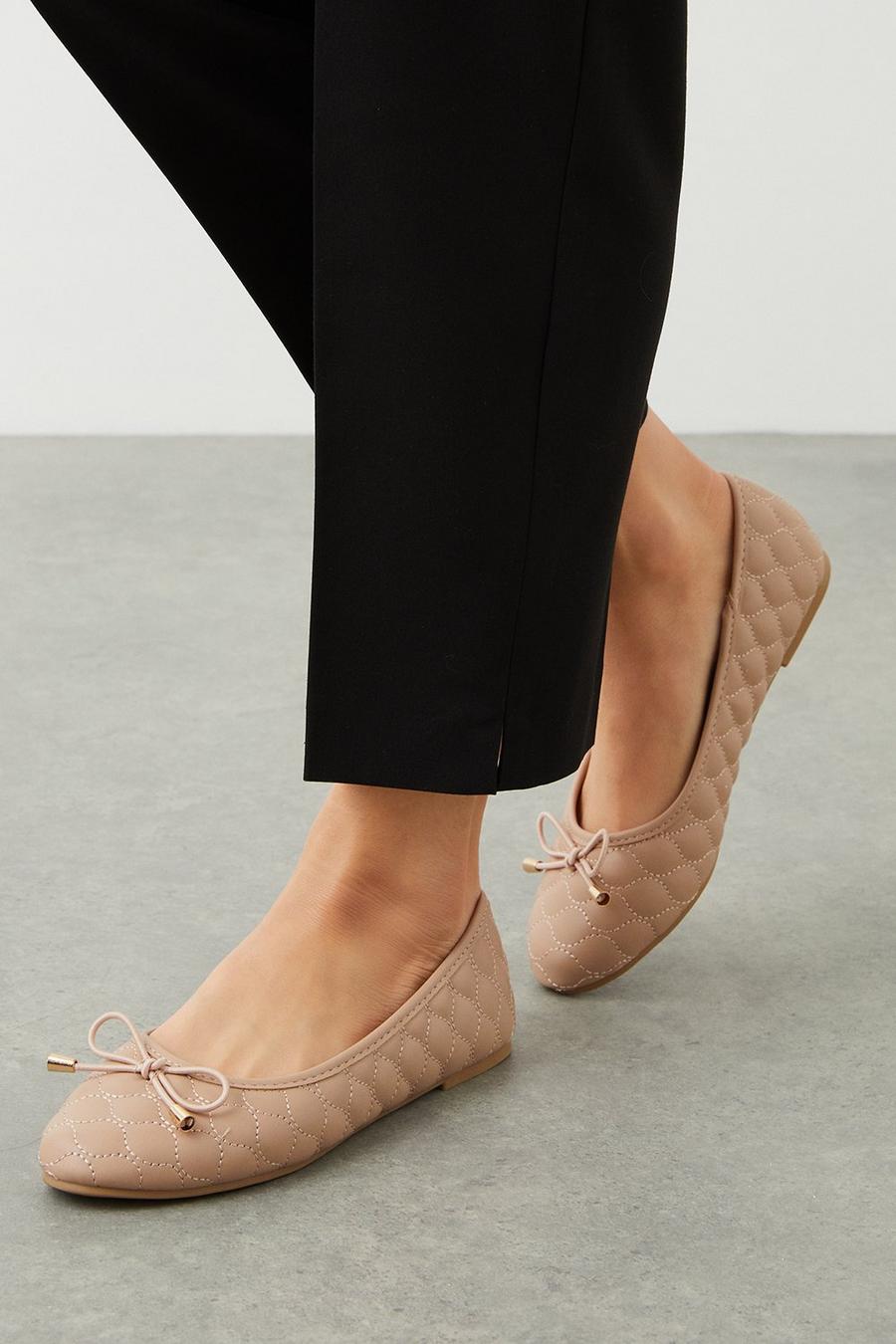 Wide Fit Priya Quilted Ballet Flats
