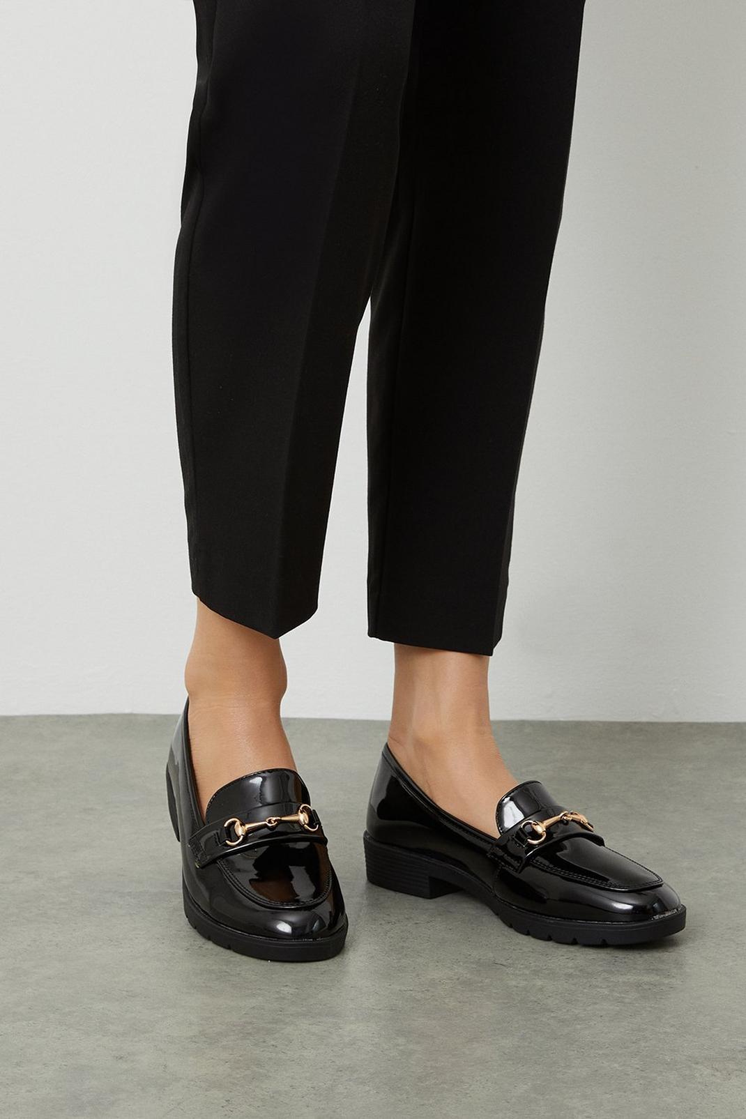 True black Liana Patent Trim Loafers image number 1