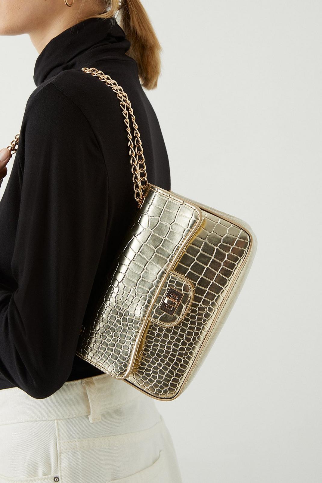 Gold Sofia Croc Chain Shoulder Bag image number 1