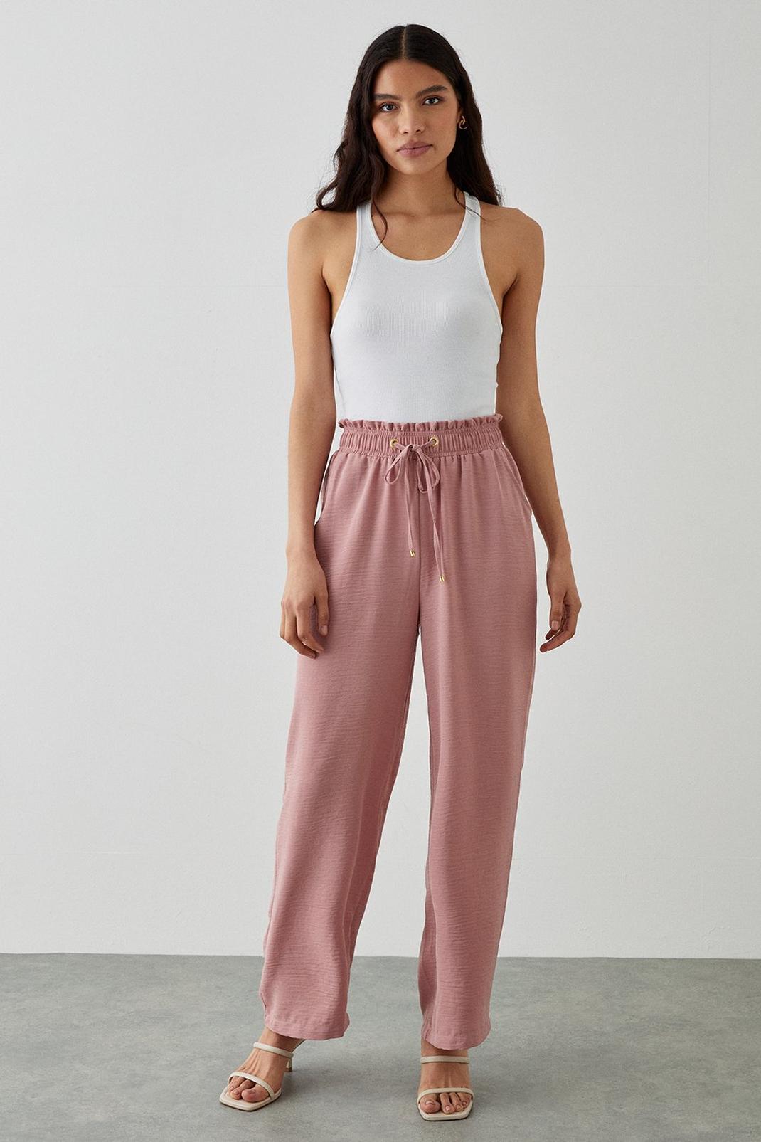 Dusky pink Washed Twill Wide Leg Trousers image number 1