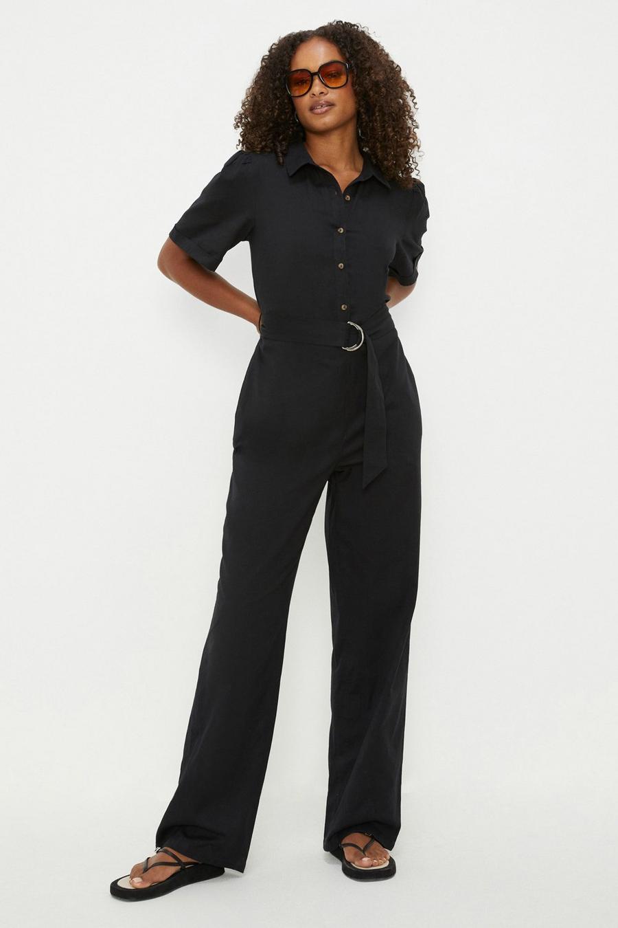 Tall Belted Button Down Jumpsuit