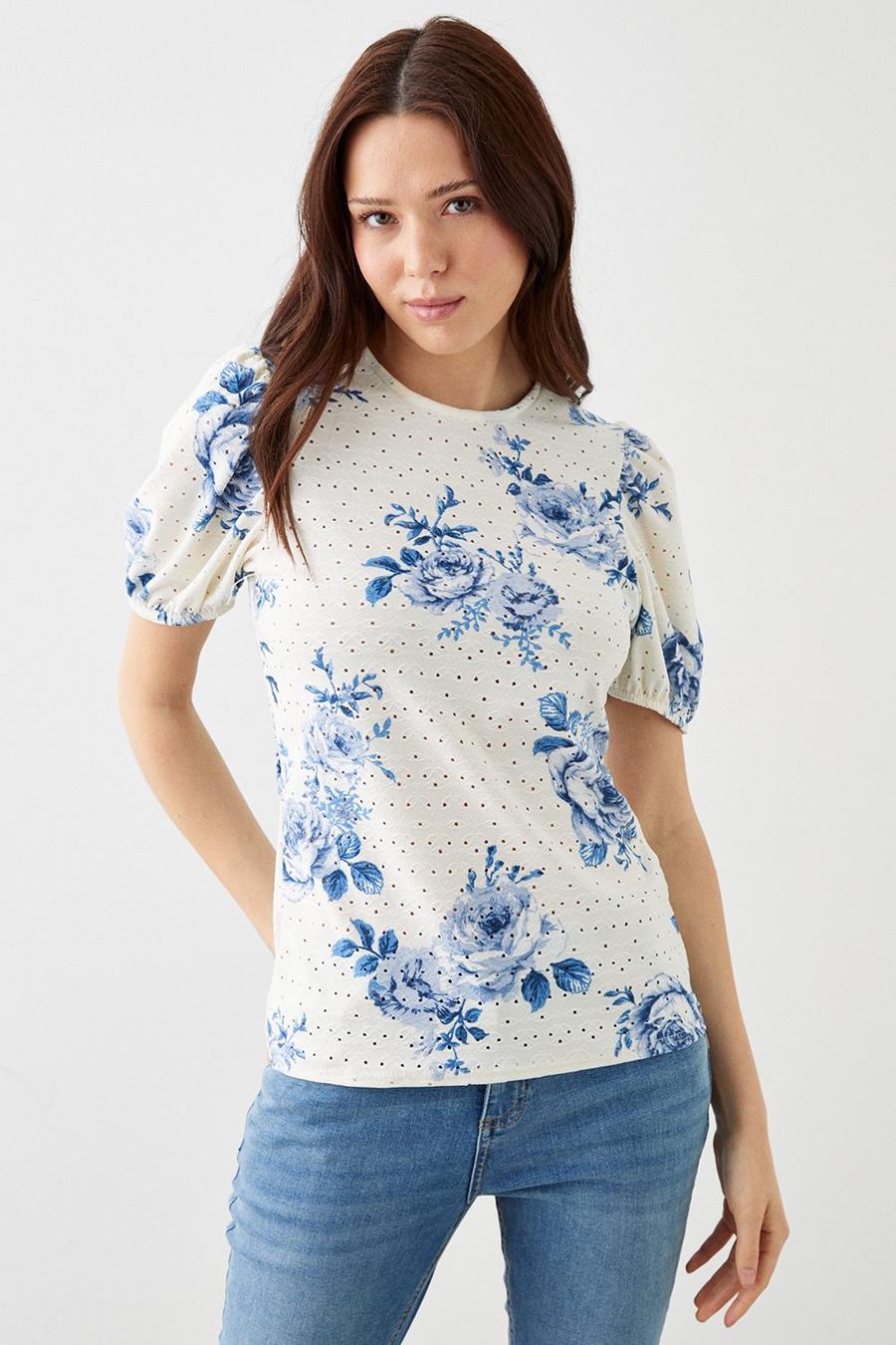 Broderie Puff Sleeve Top