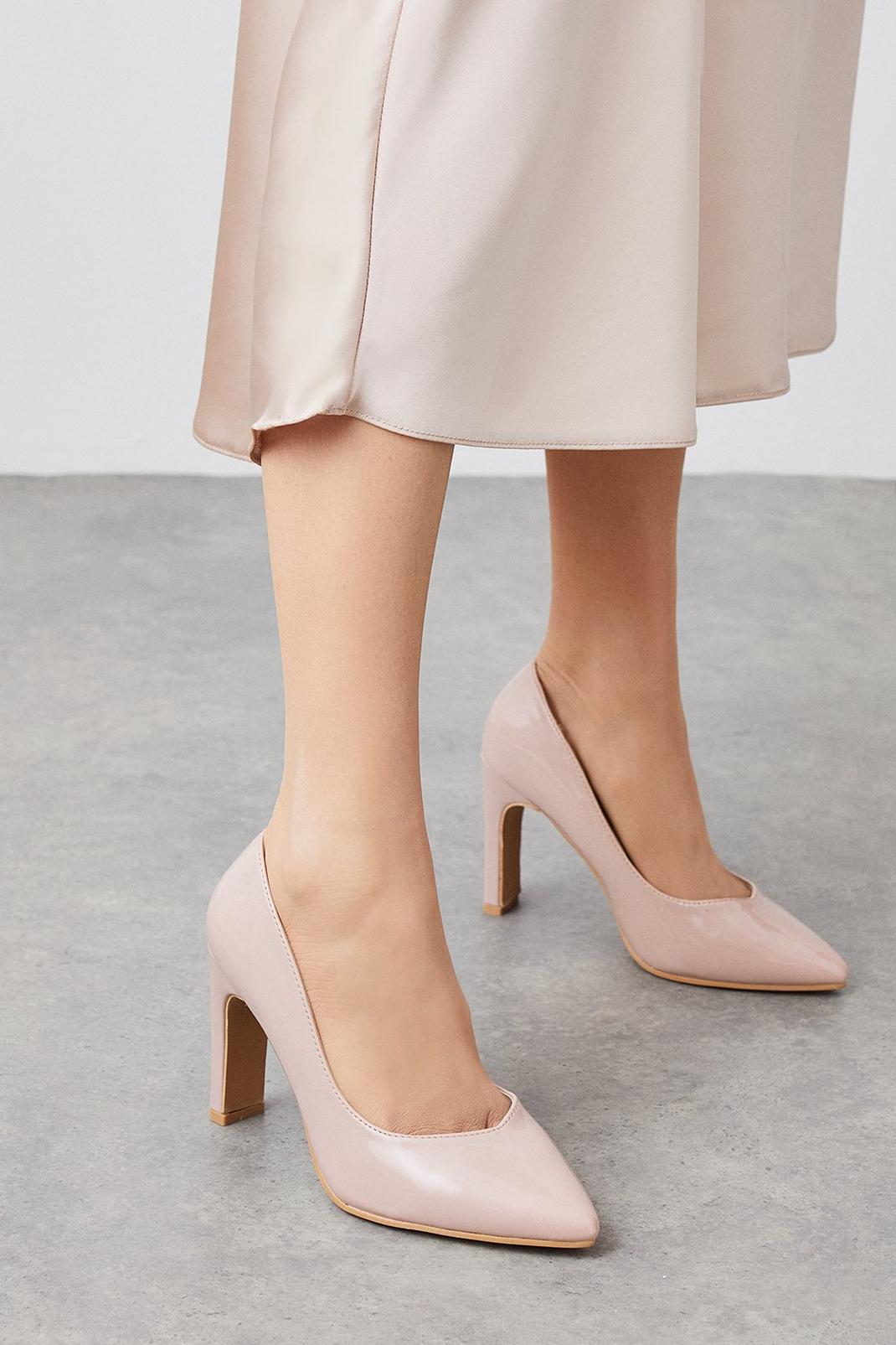 Blush Wide Fit Delma Slim Heel Court Shoes image number 1