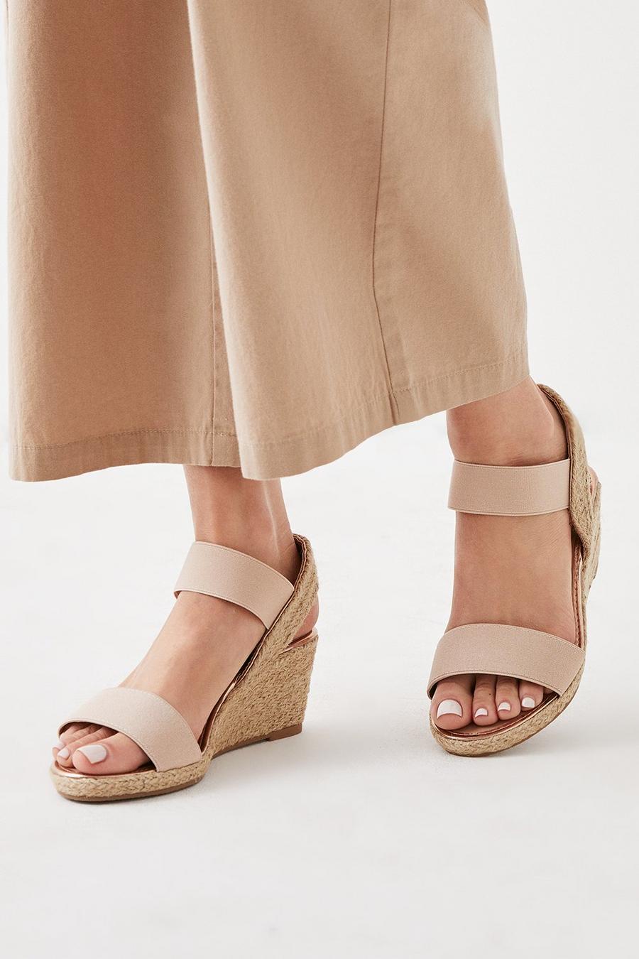 Wide Fit Rema Elastic Strap Wedges