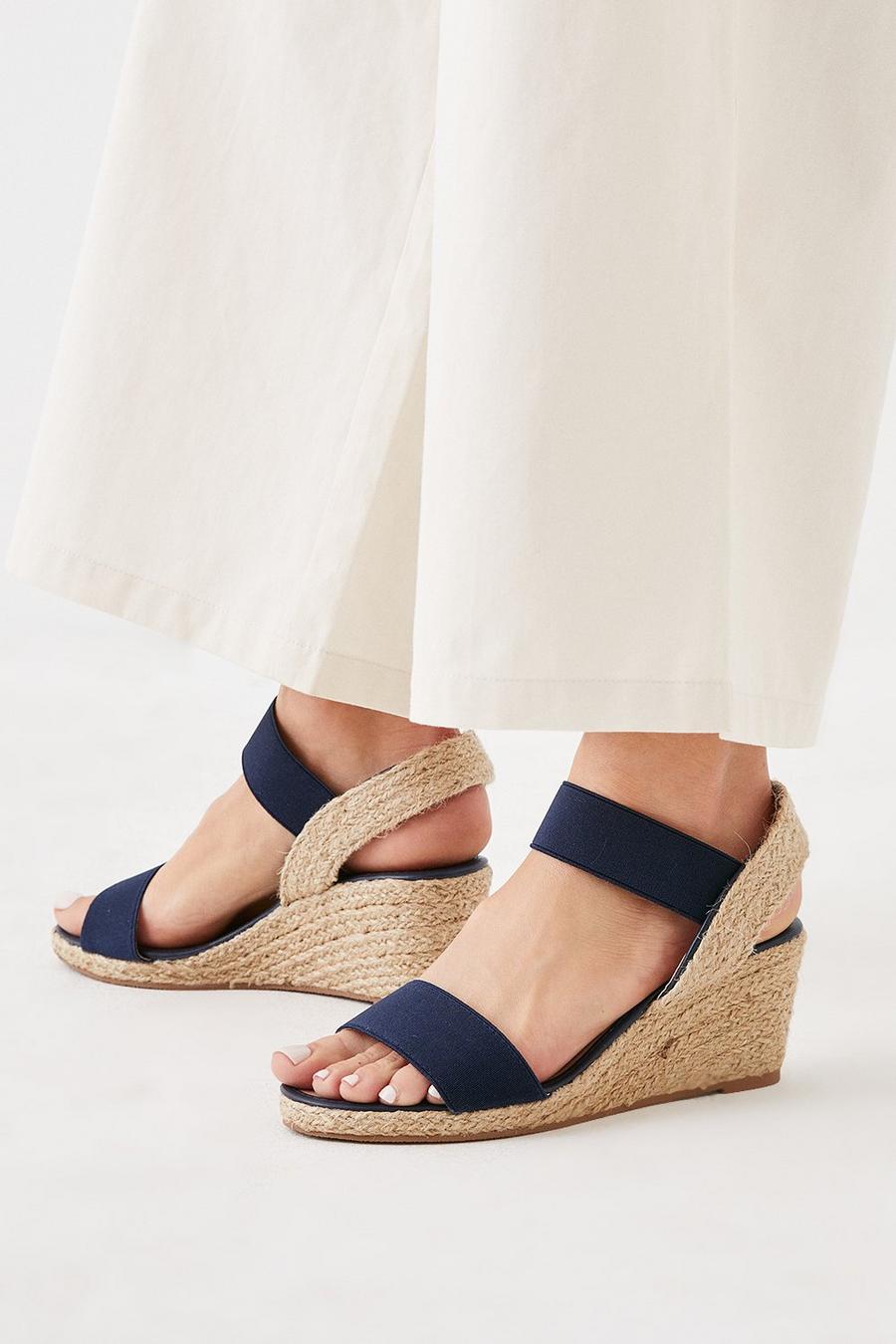 Wide Fit Rema Elastic Strap Wedges