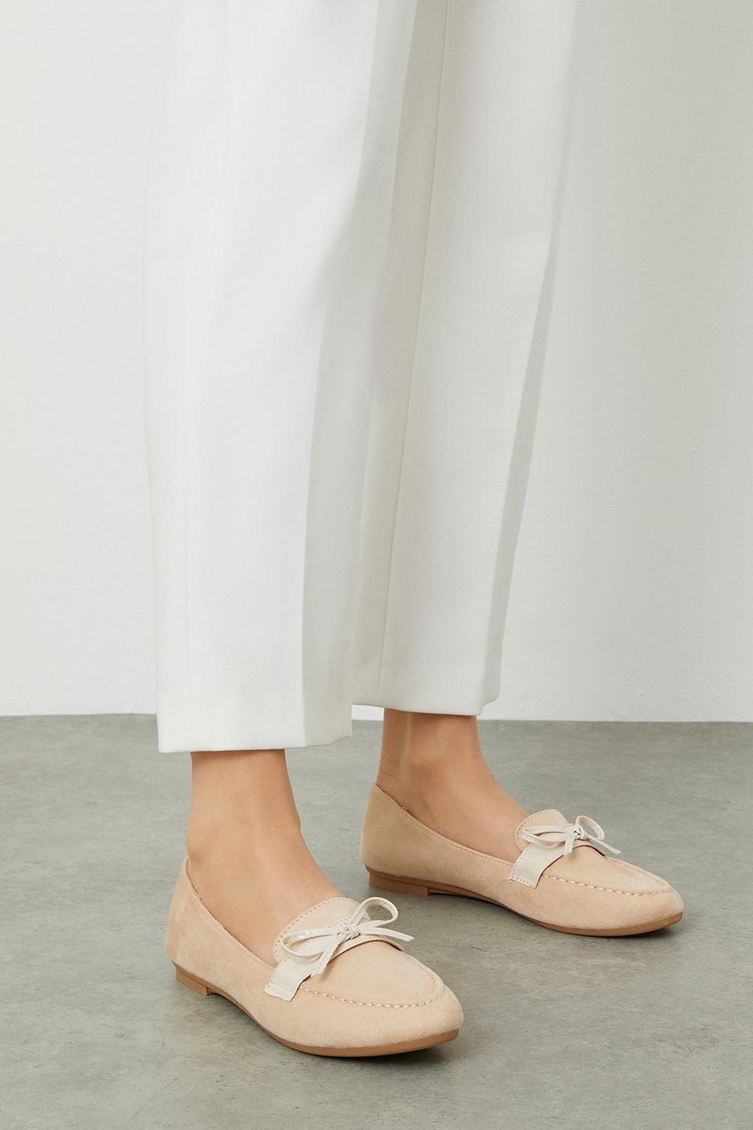 Beige Linny Comfort Bow Loafers image number 1