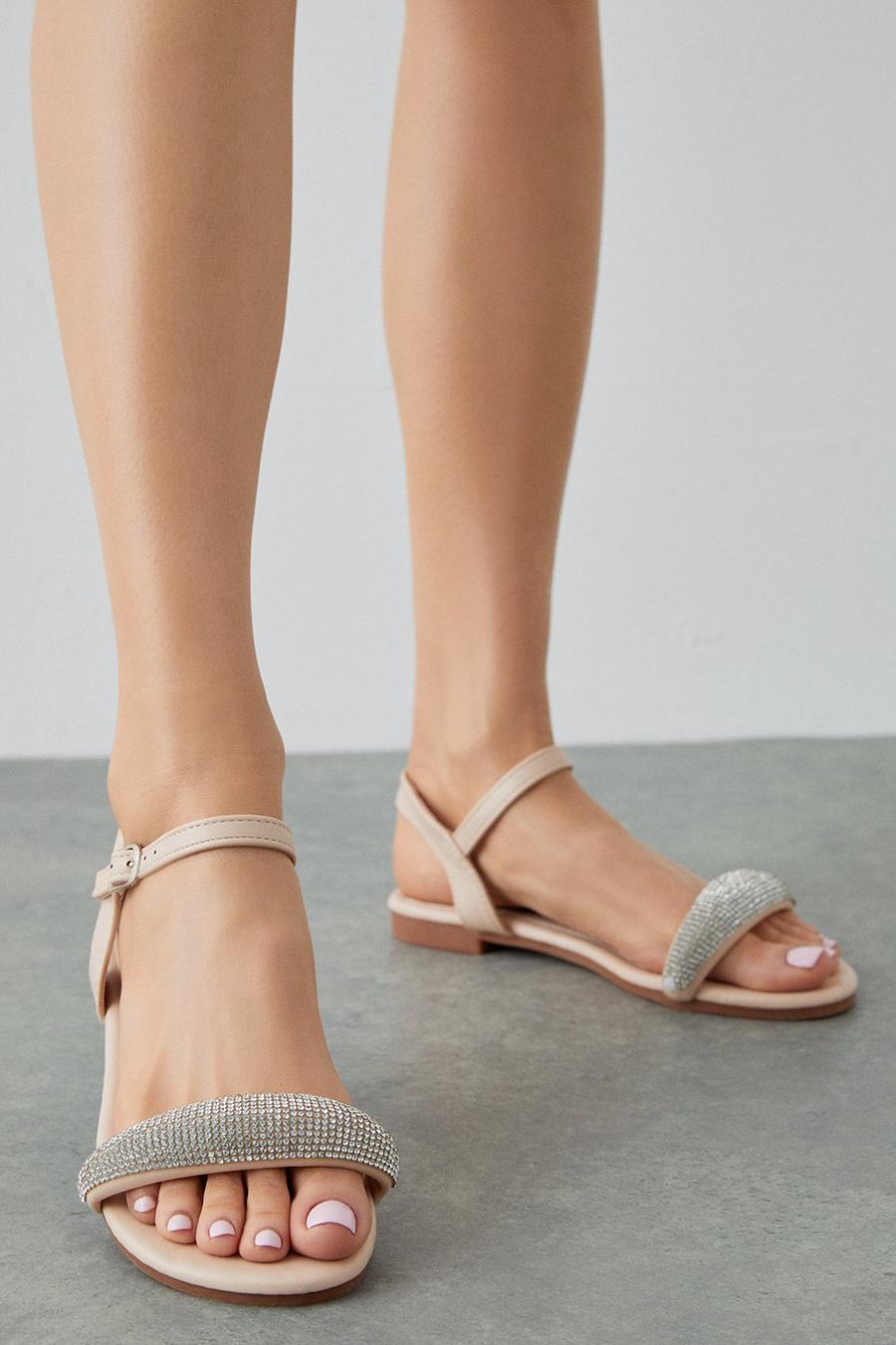Freya Chunky Sparkly Strap Flat Sandals