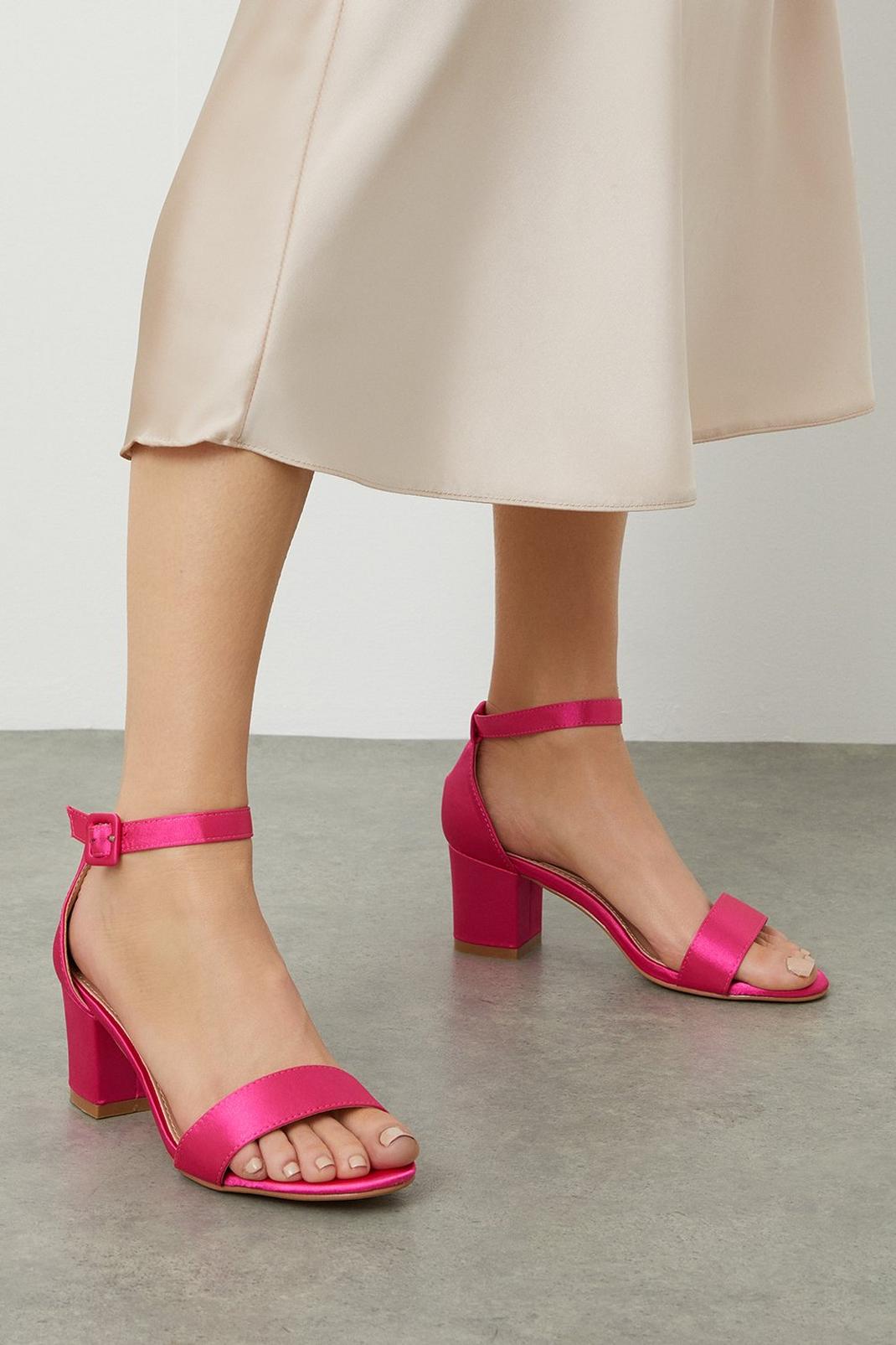 Pink Sophia Satin Two Part Heel Sandals image number 1
