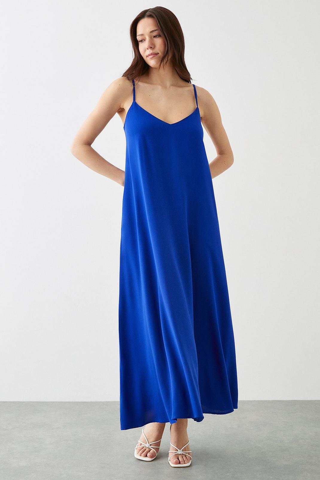 Cobalt Strappy Midi Dress image number 1