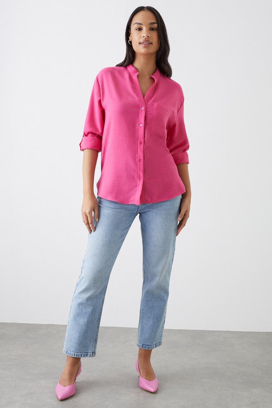 Pink Roll Sleeve Shirt
