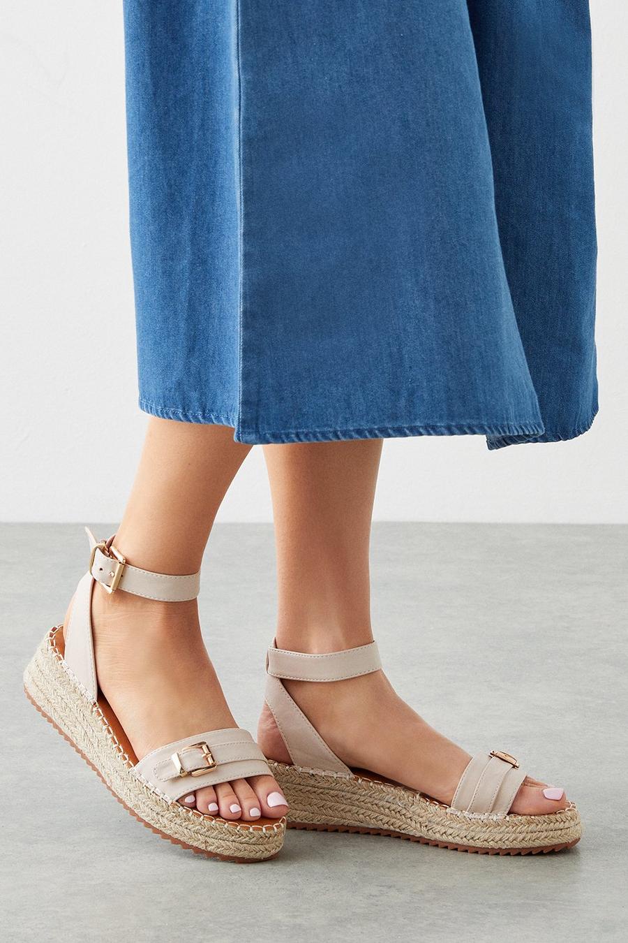 Faith: Haley Low Wedge Two Part Sandals