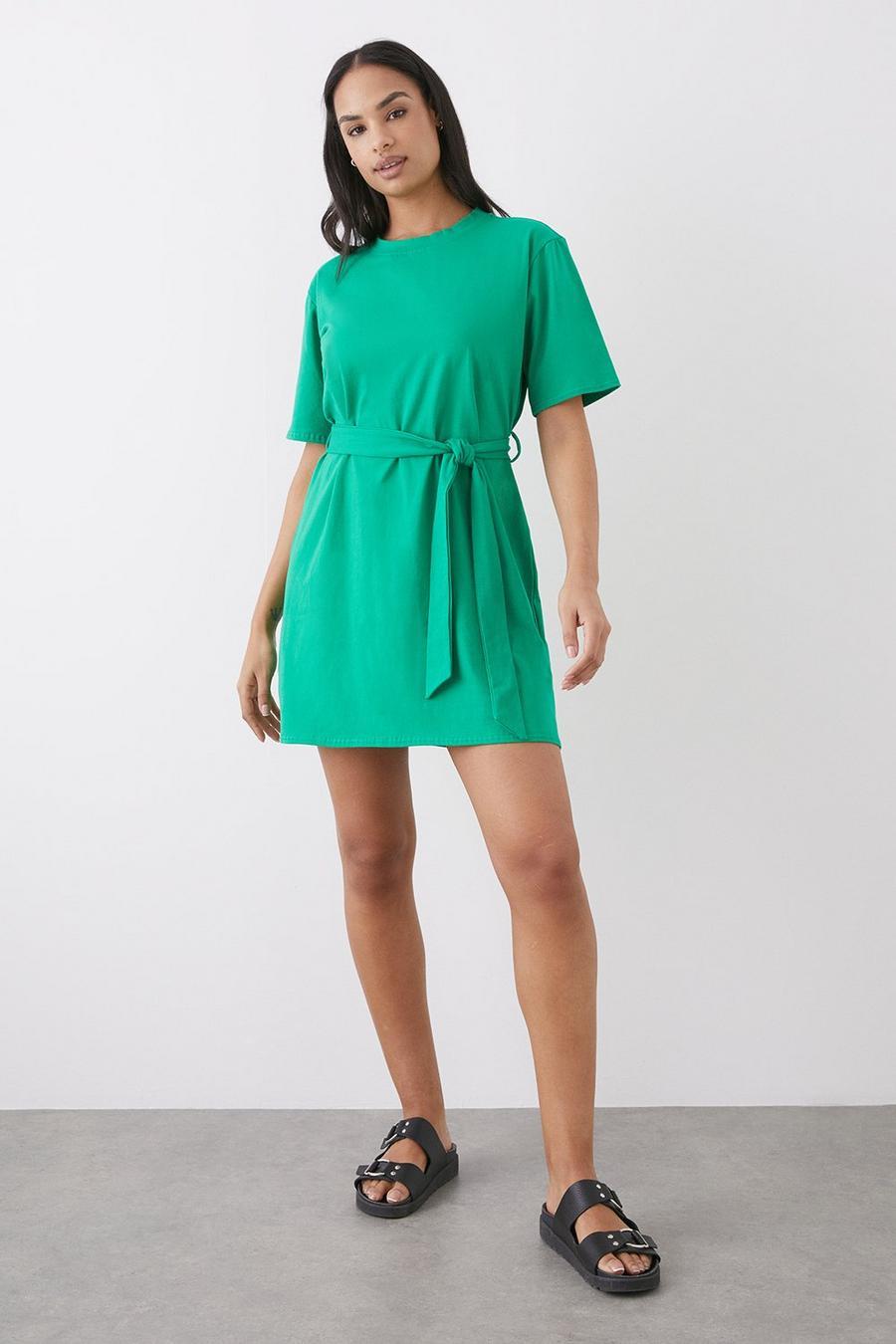 Green Belted T-shirt Mini Dress