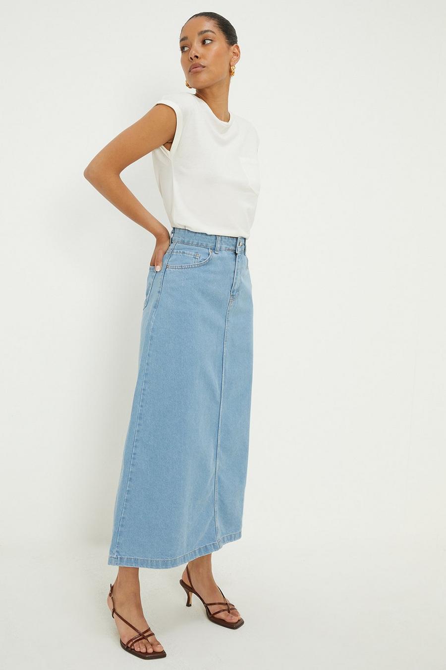 A-line Denim Midaxi Skirt