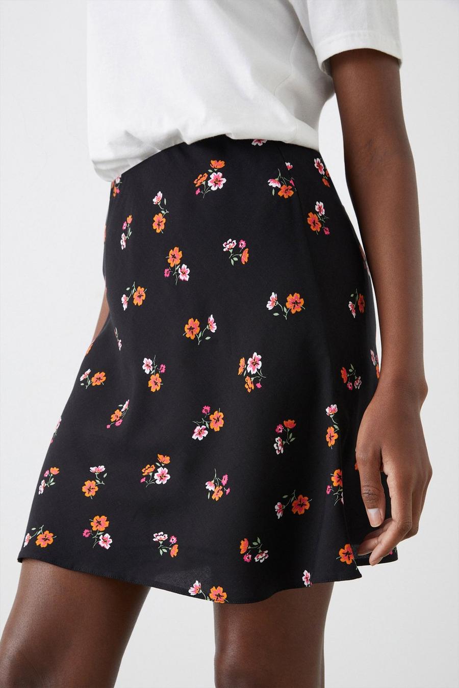Black Ditsy Mini Skirt